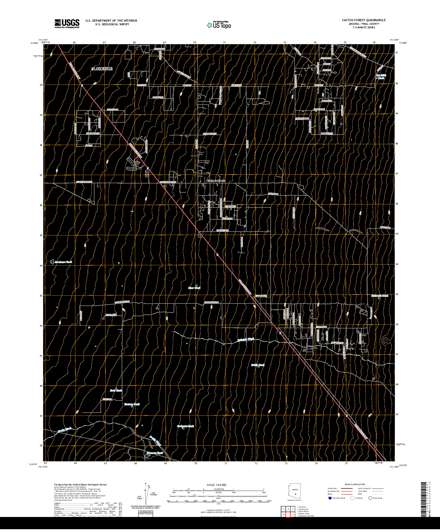 US TOPO 7.5-MINUTE MAP FOR CACTUS FOREST, AZ