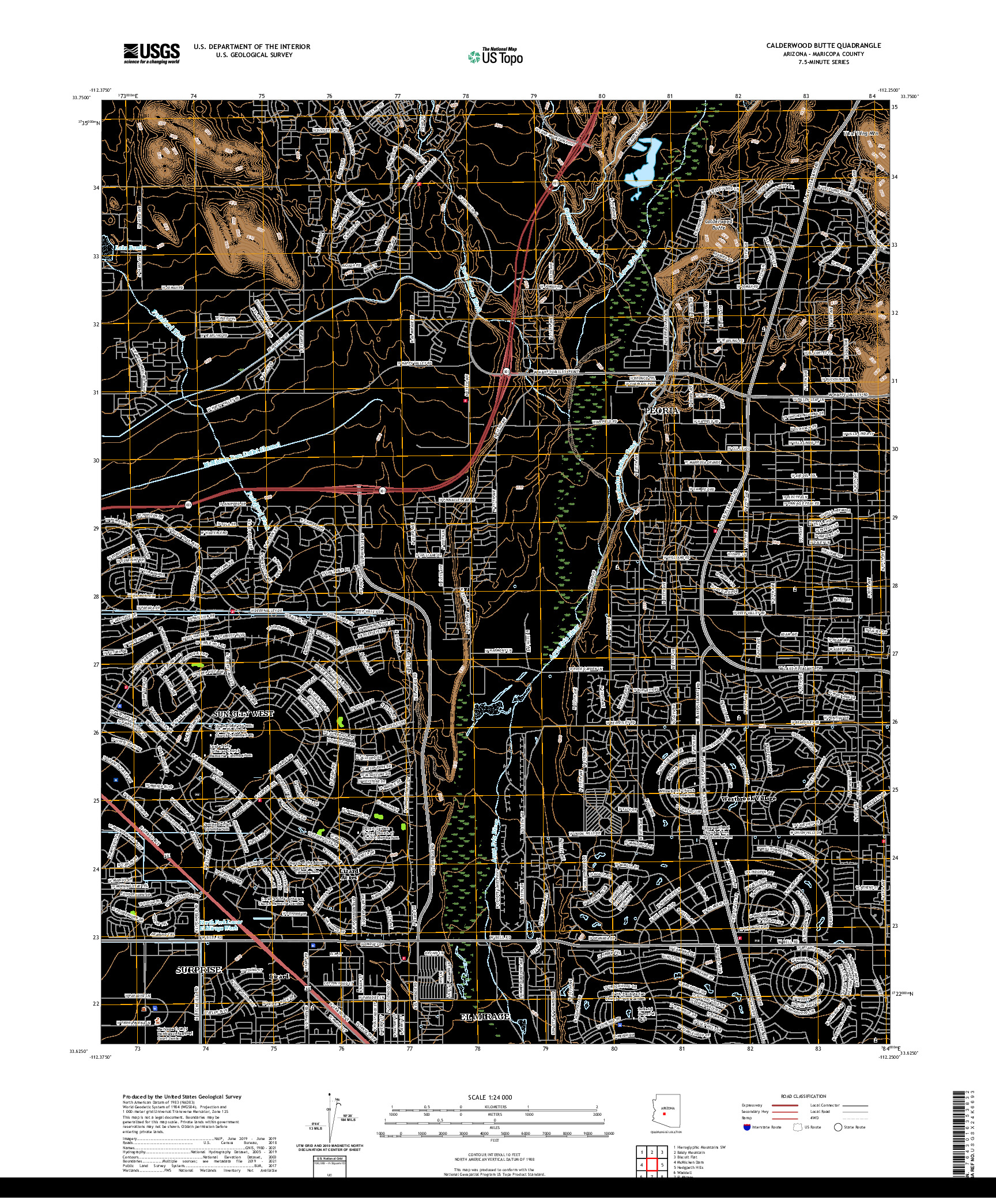 US TOPO 7.5-MINUTE MAP FOR CALDERWOOD BUTTE, AZ