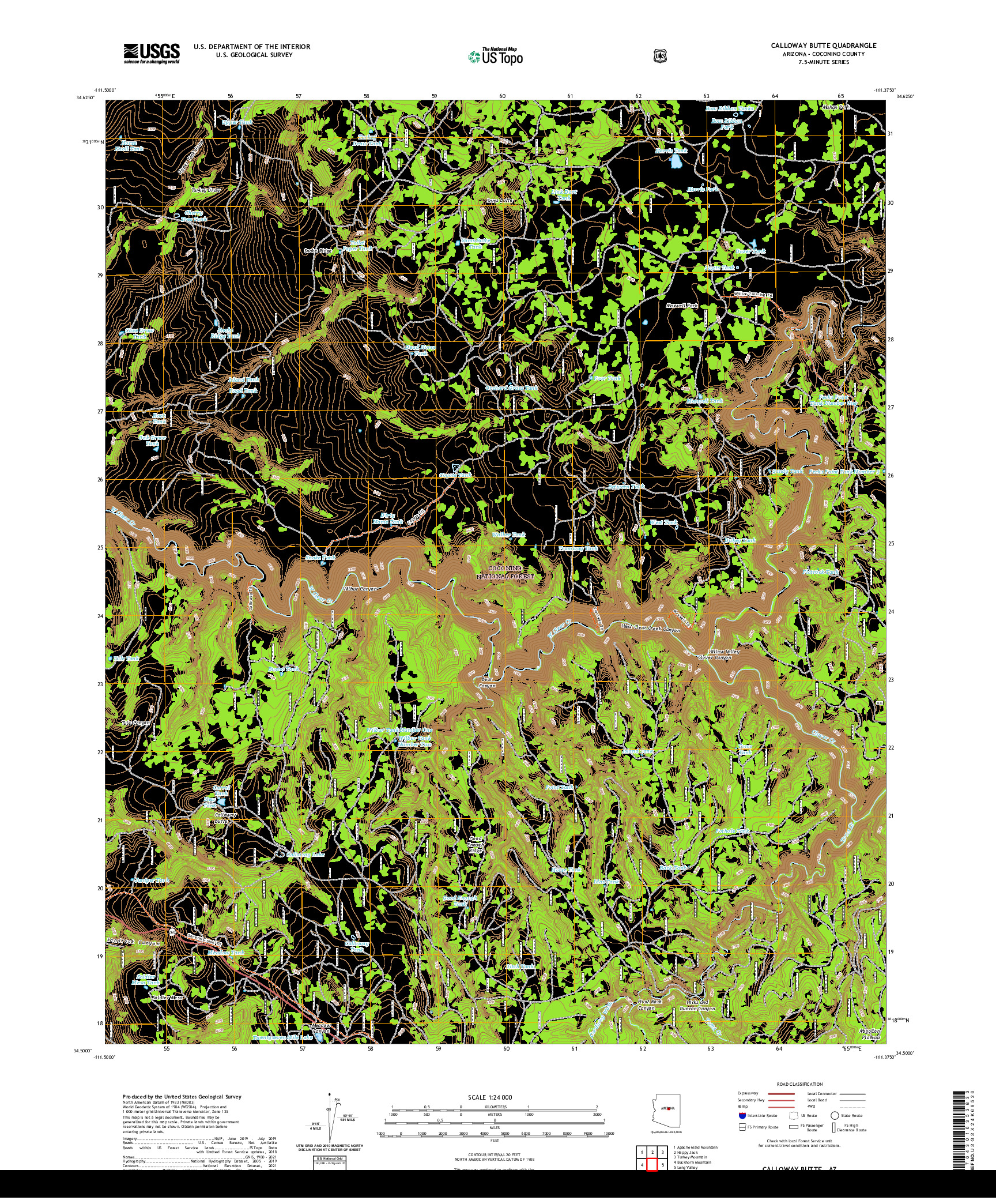 US TOPO 7.5-MINUTE MAP FOR CALLOWAY BUTTE, AZ