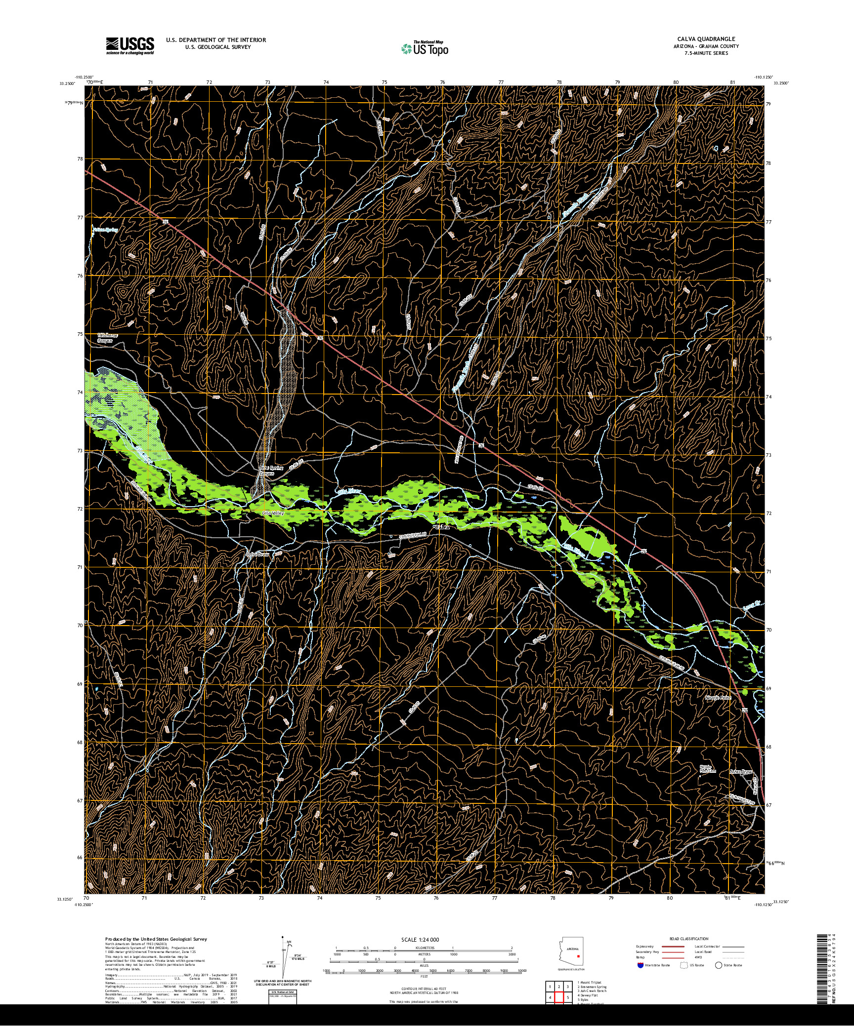 US TOPO 7.5-MINUTE MAP FOR CALVA, AZ