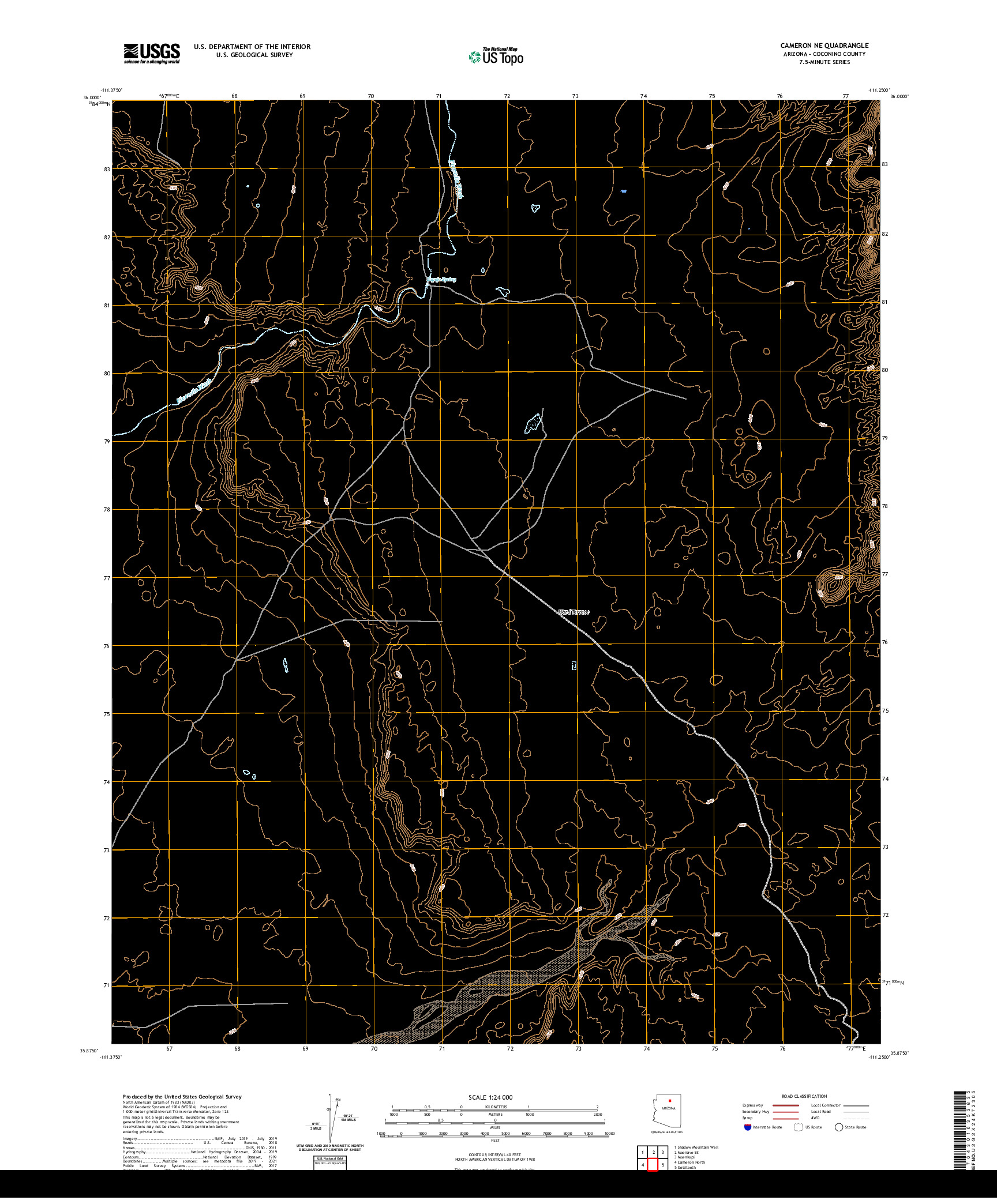 US TOPO 7.5-MINUTE MAP FOR CAMERON NE, AZ