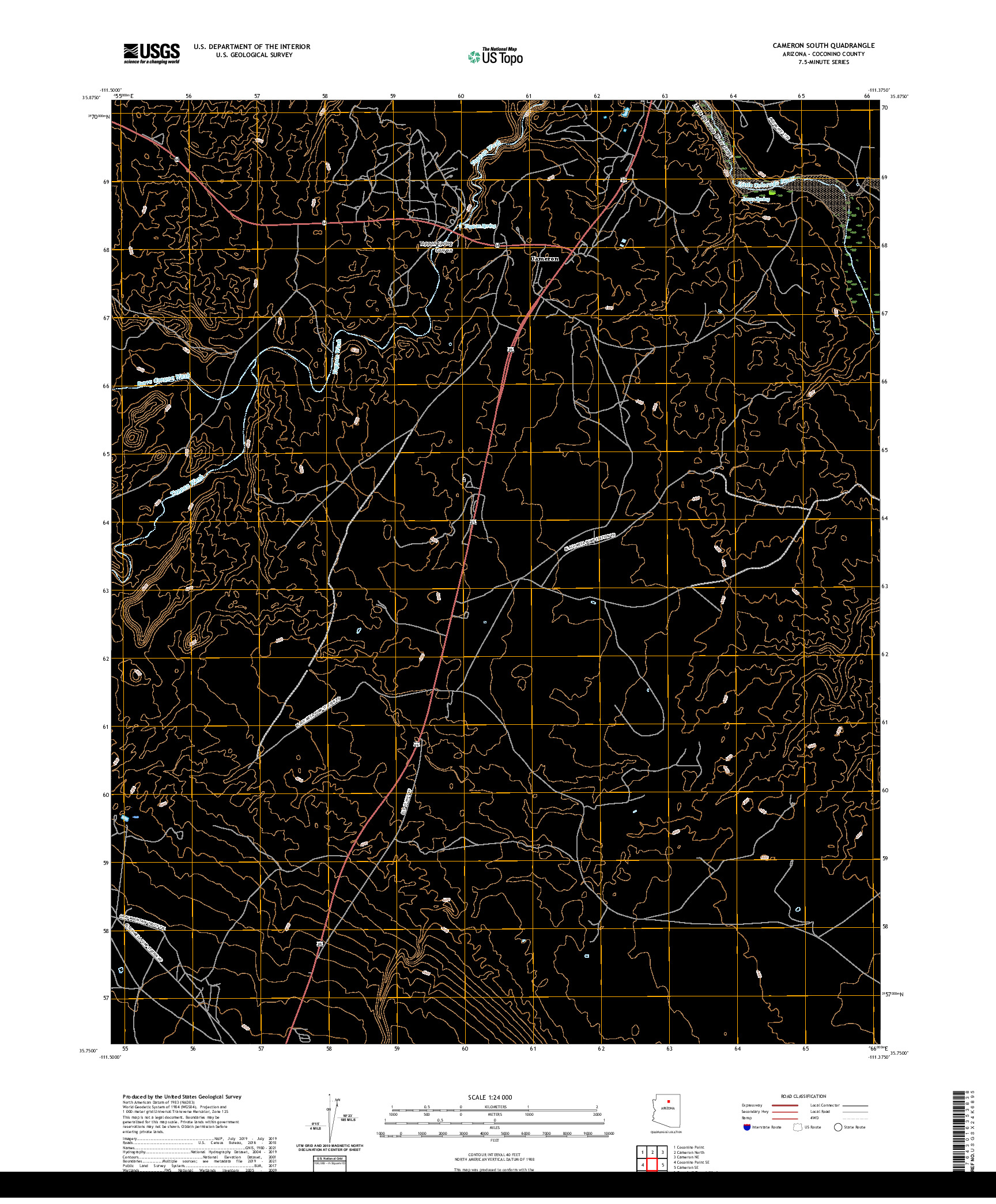 US TOPO 7.5-MINUTE MAP FOR CAMERON SOUTH, AZ