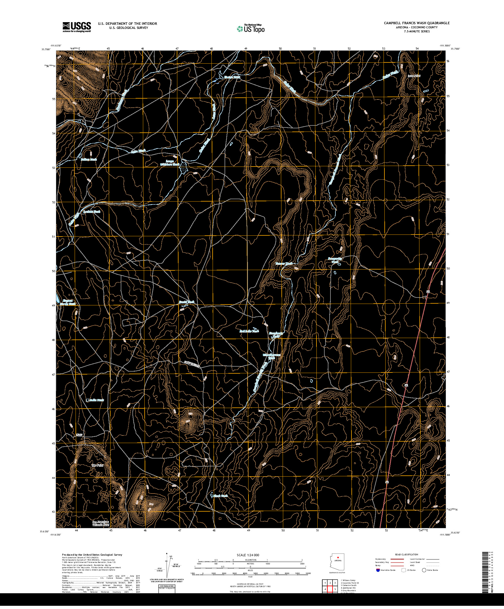 US TOPO 7.5-MINUTE MAP FOR CAMPBELL FRANCIS WASH, AZ