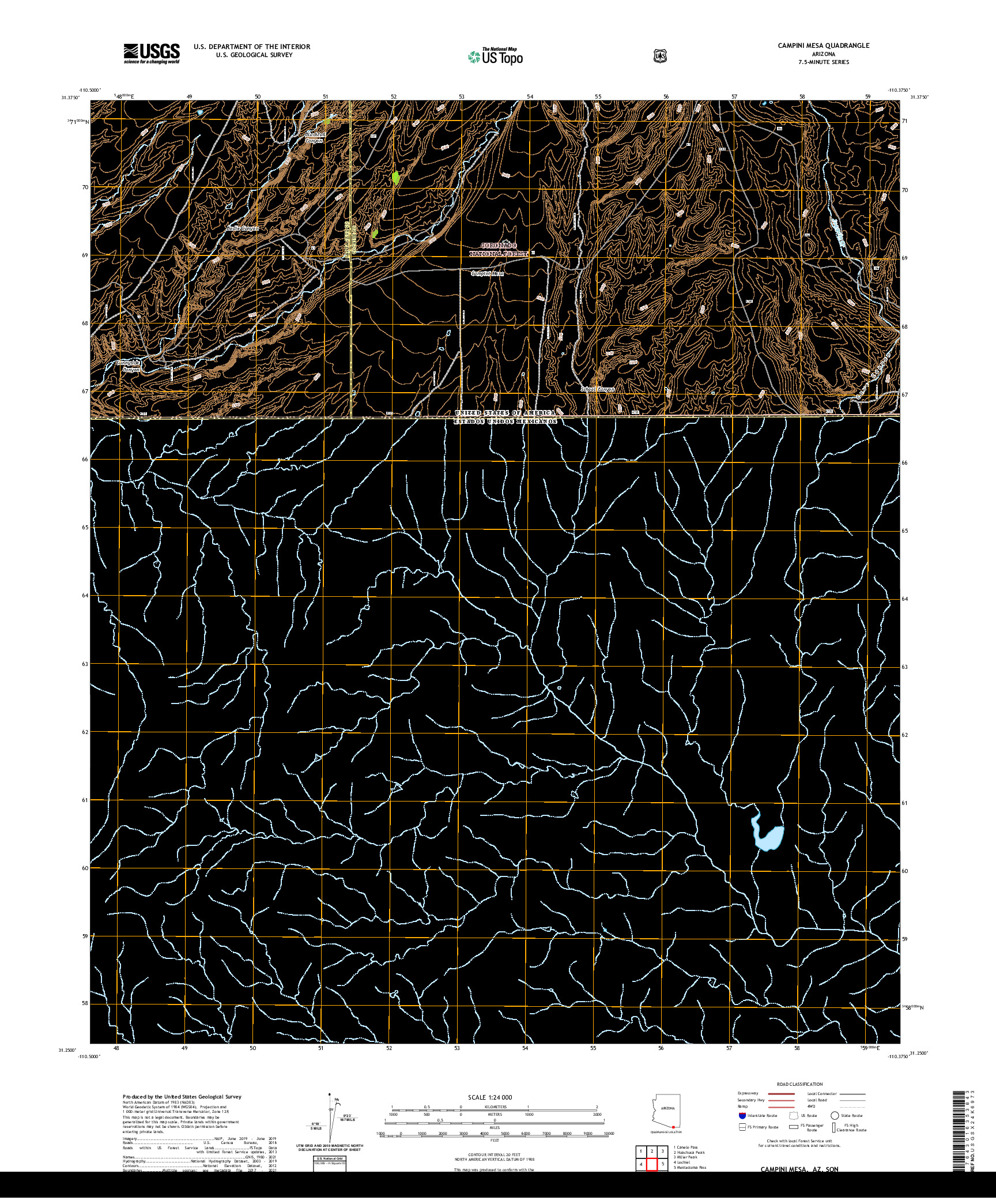 US TOPO 7.5-MINUTE MAP FOR CAMPINI MESA, AZ,SON