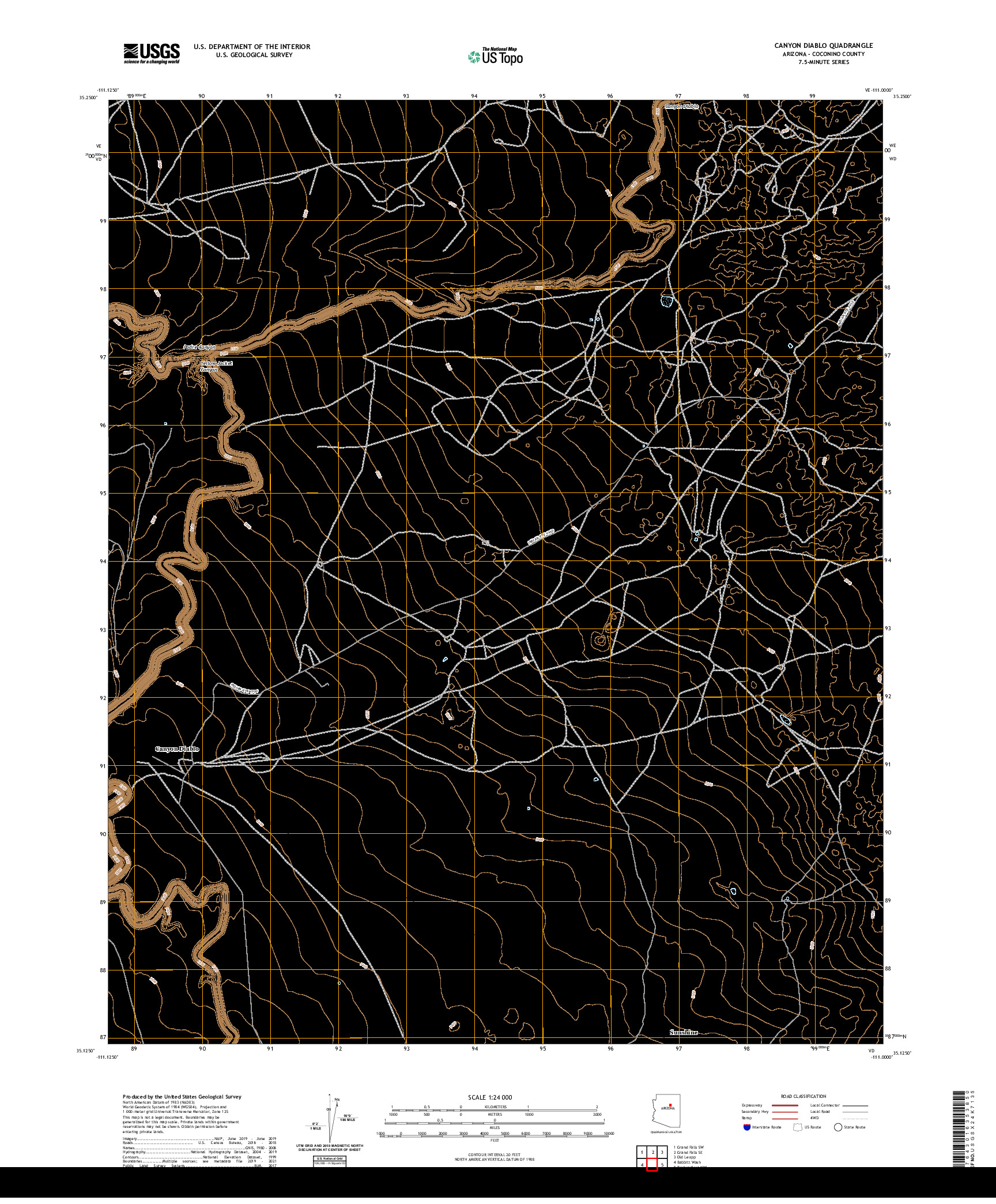 US TOPO 7.5-MINUTE MAP FOR CANYON DIABLO, AZ