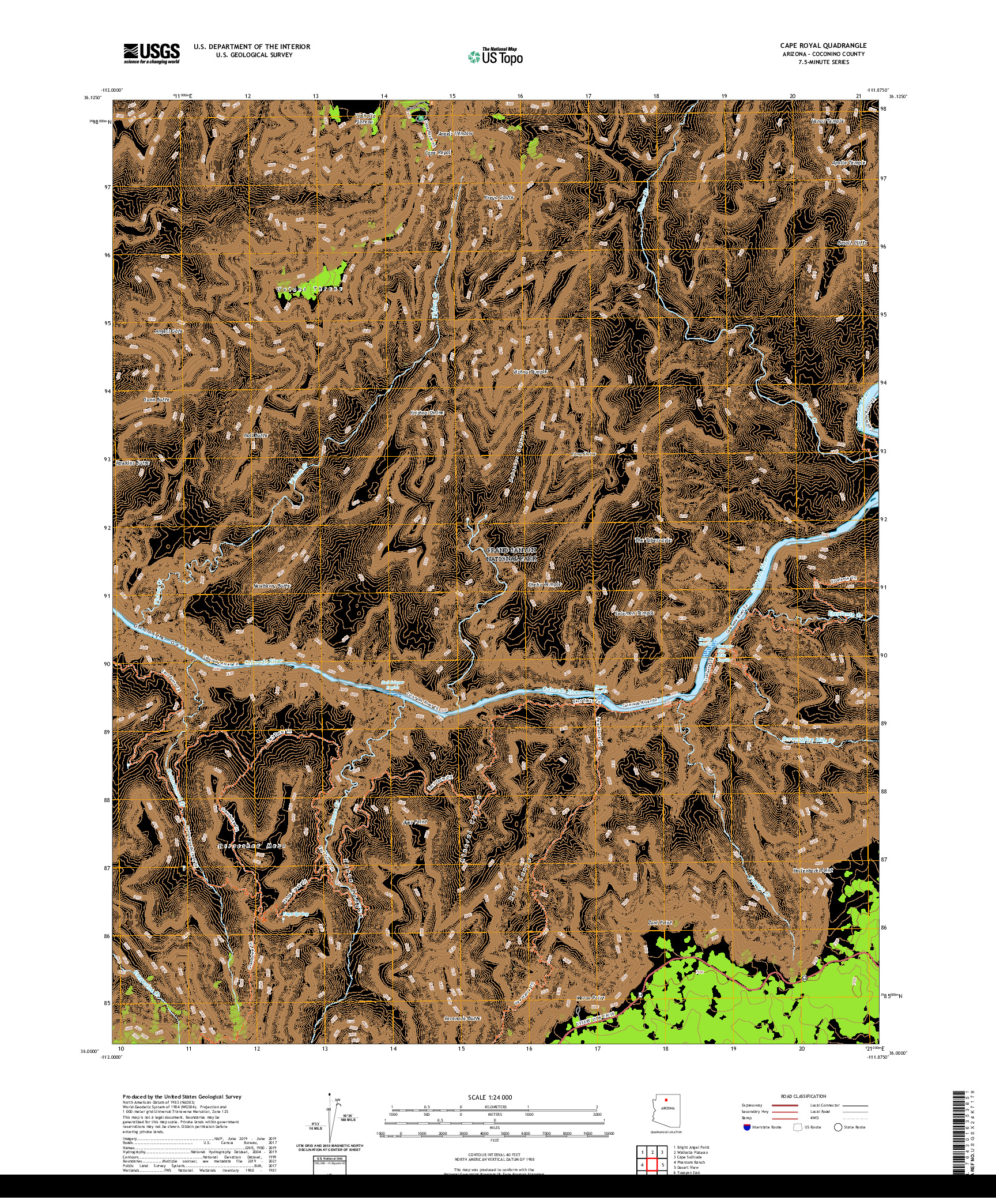 US TOPO 7.5-MINUTE MAP FOR CAPE ROYAL, AZ