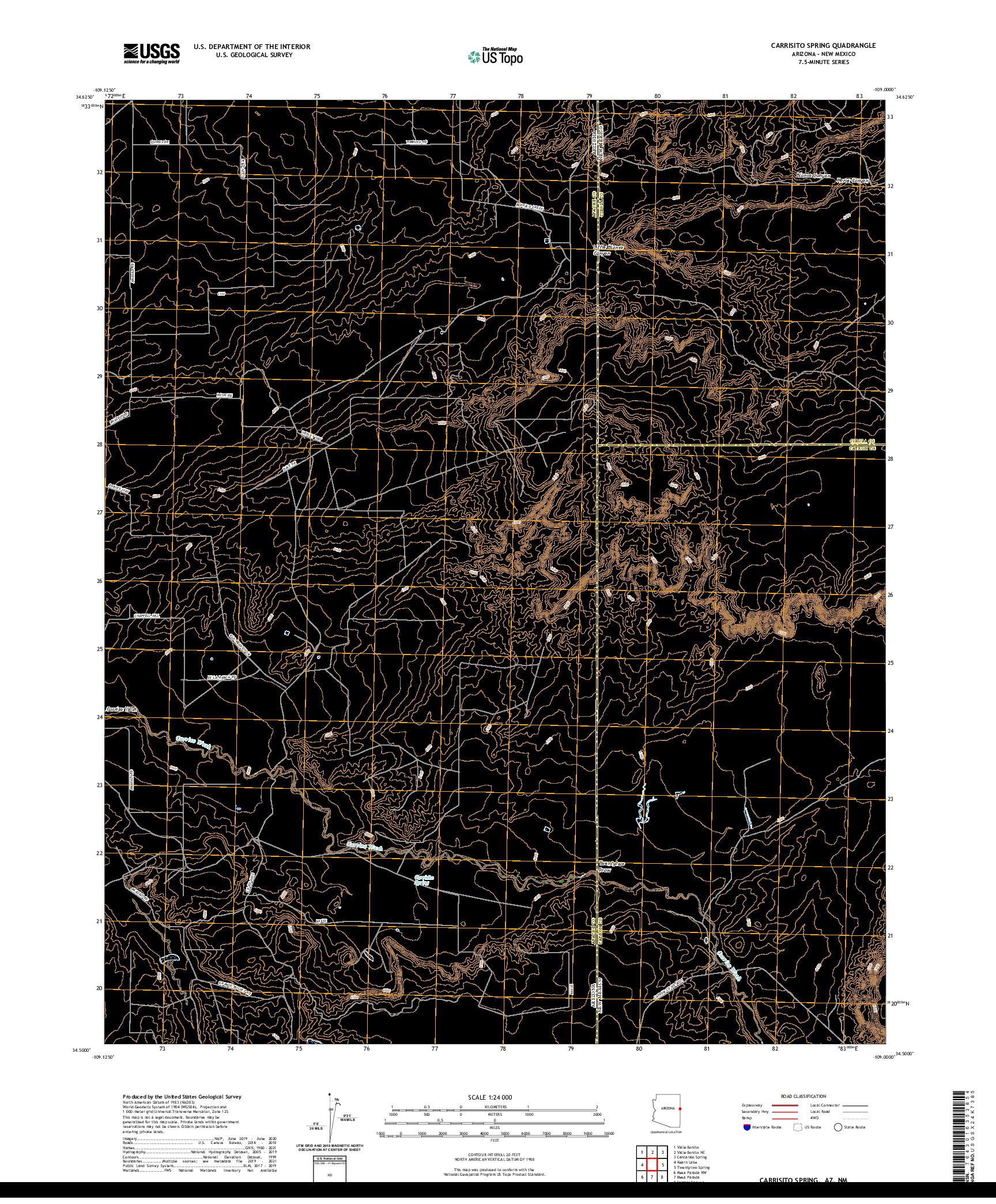 US TOPO 7.5-MINUTE MAP FOR CARRISITO SPRING, AZ,NM