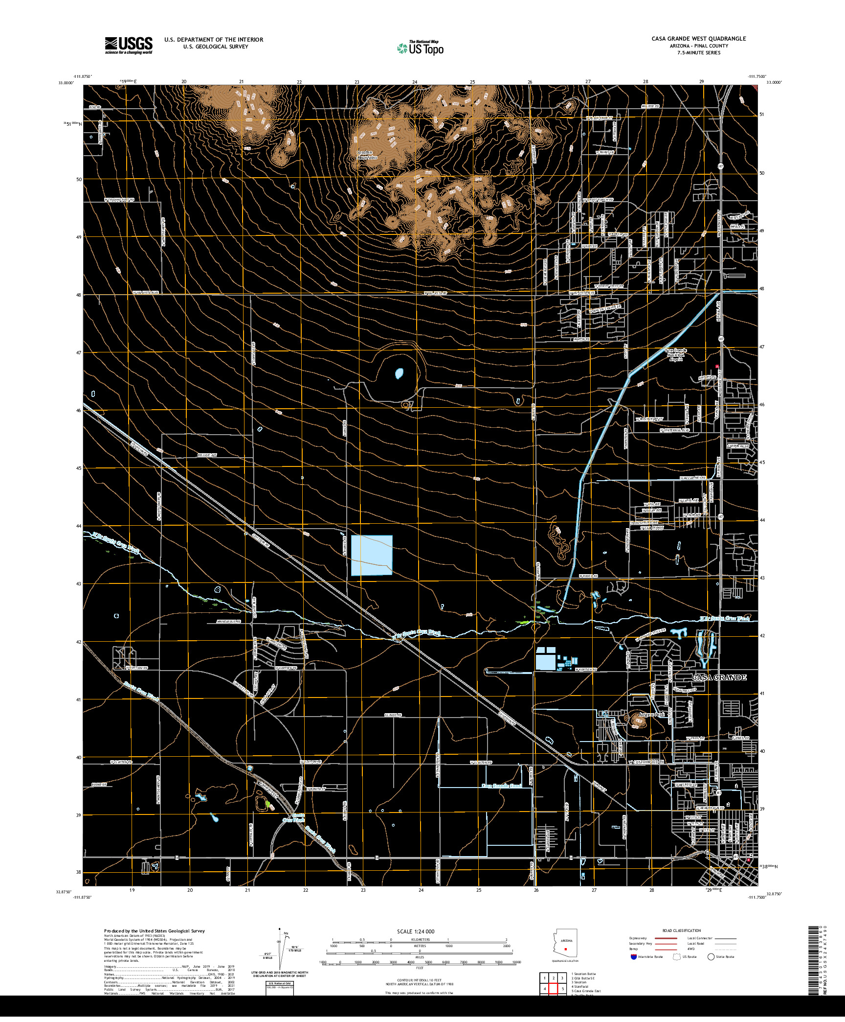 US TOPO 7.5-MINUTE MAP FOR CASA GRANDE WEST, AZ