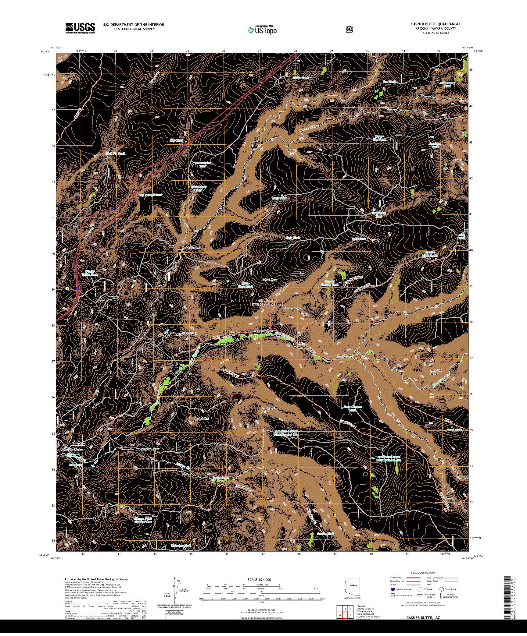 US TOPO 7.5-MINUTE MAP FOR CASNER BUTTE, AZ