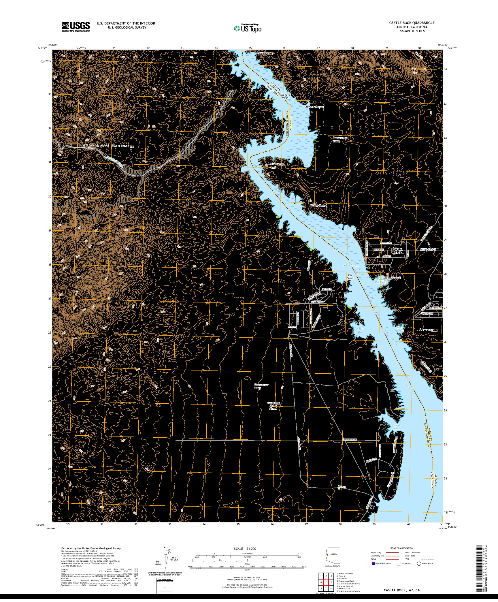 US TOPO 7.5-MINUTE MAP FOR CASTLE ROCK, AZ,CA