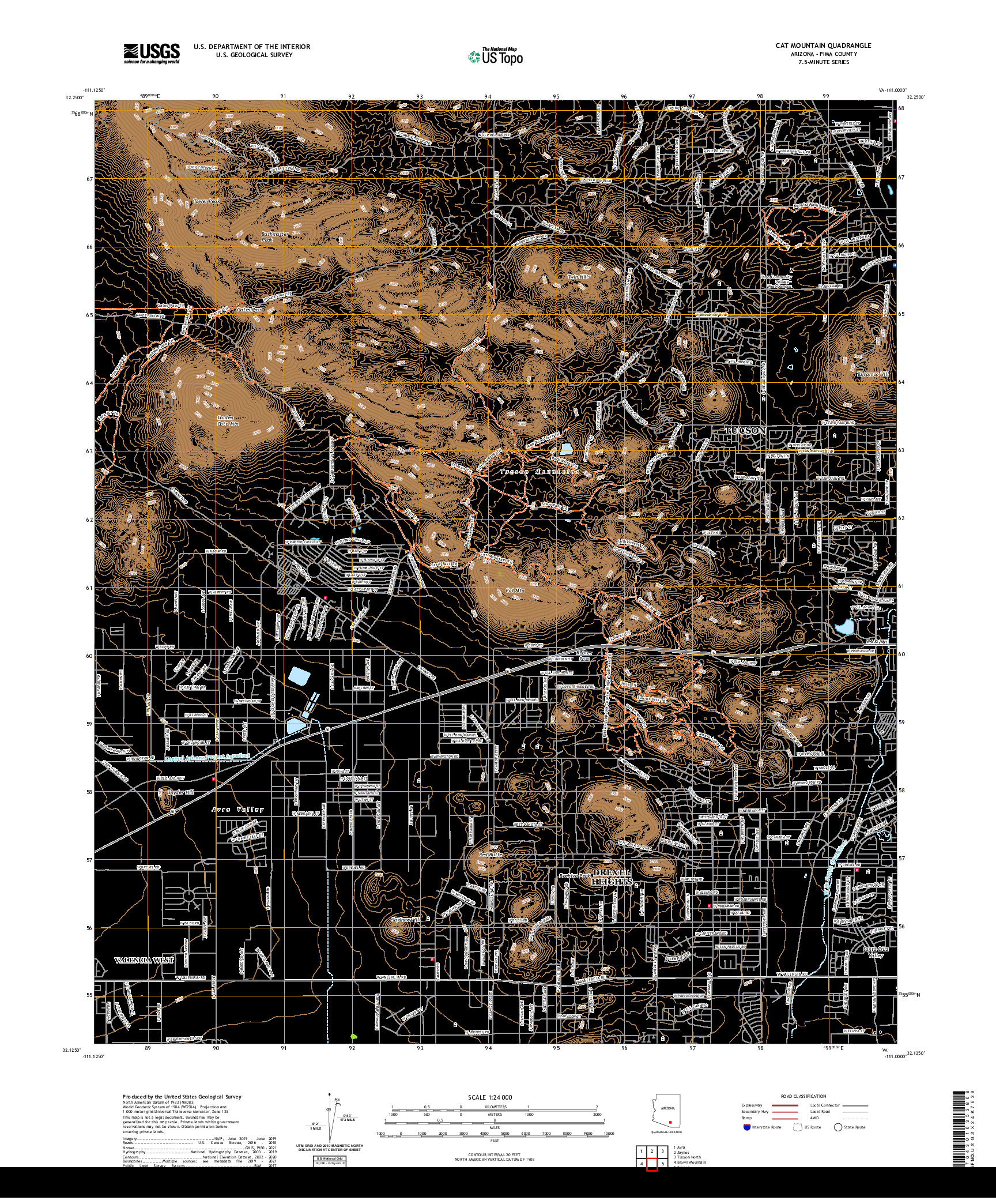 US TOPO 7.5-MINUTE MAP FOR CAT MOUNTAIN, AZ