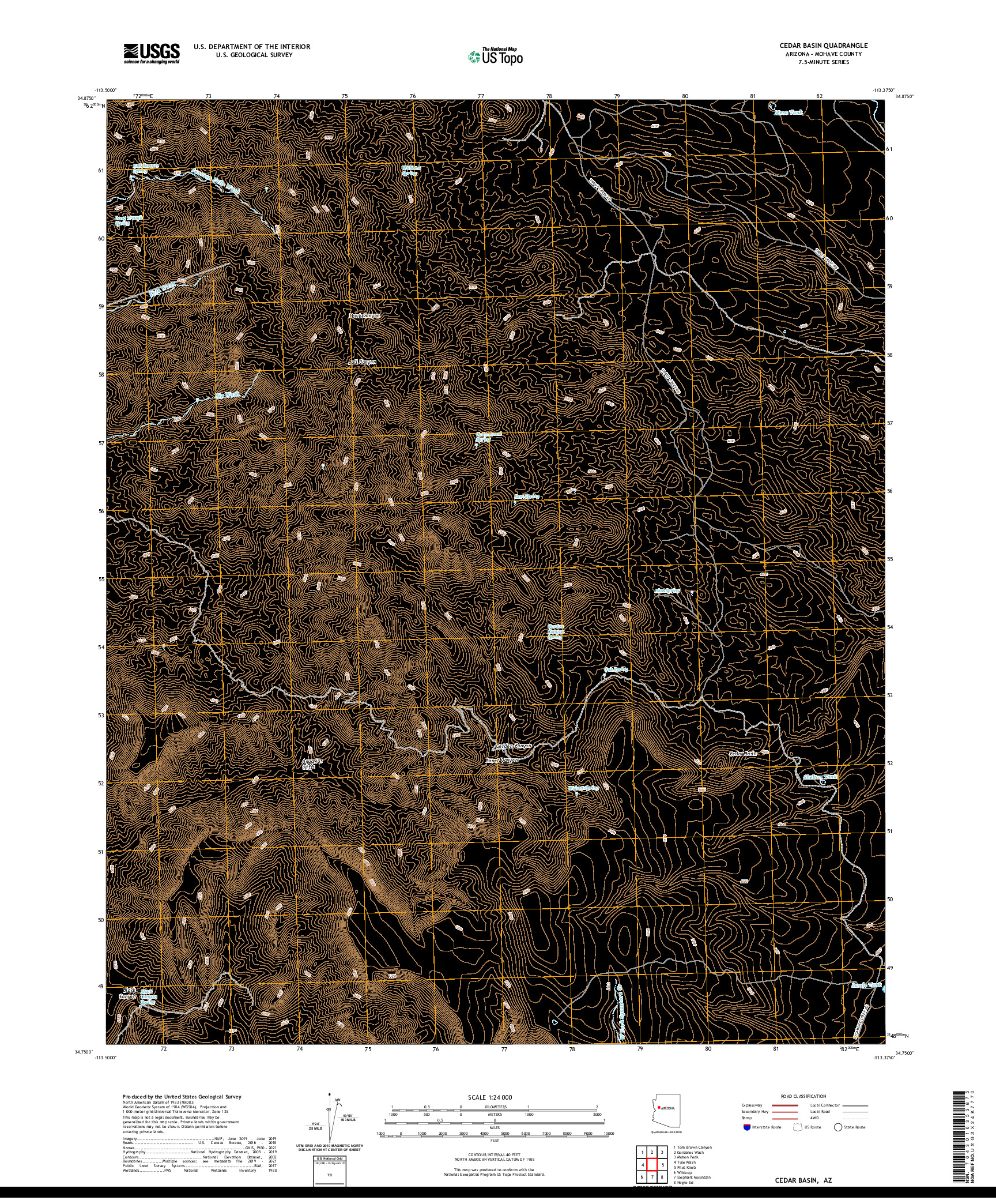 US TOPO 7.5-MINUTE MAP FOR CEDAR BASIN, AZ