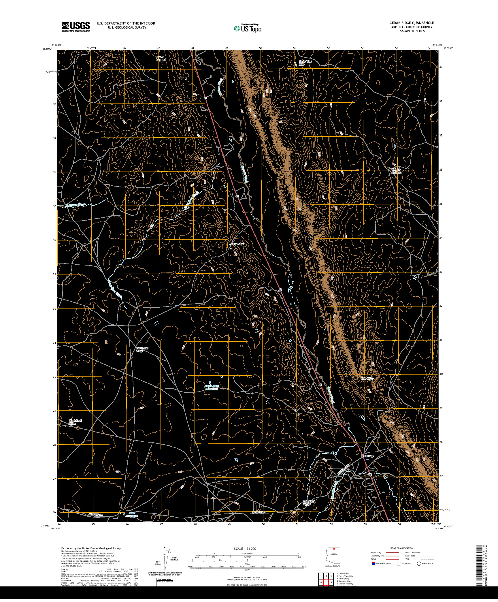 US TOPO 7.5-MINUTE MAP FOR CEDAR RIDGE, AZ