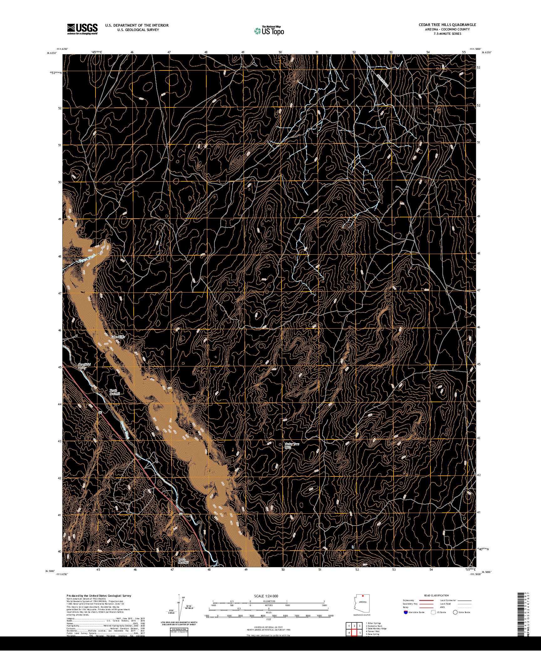 US TOPO 7.5-MINUTE MAP FOR CEDAR TREE HILLS, AZ