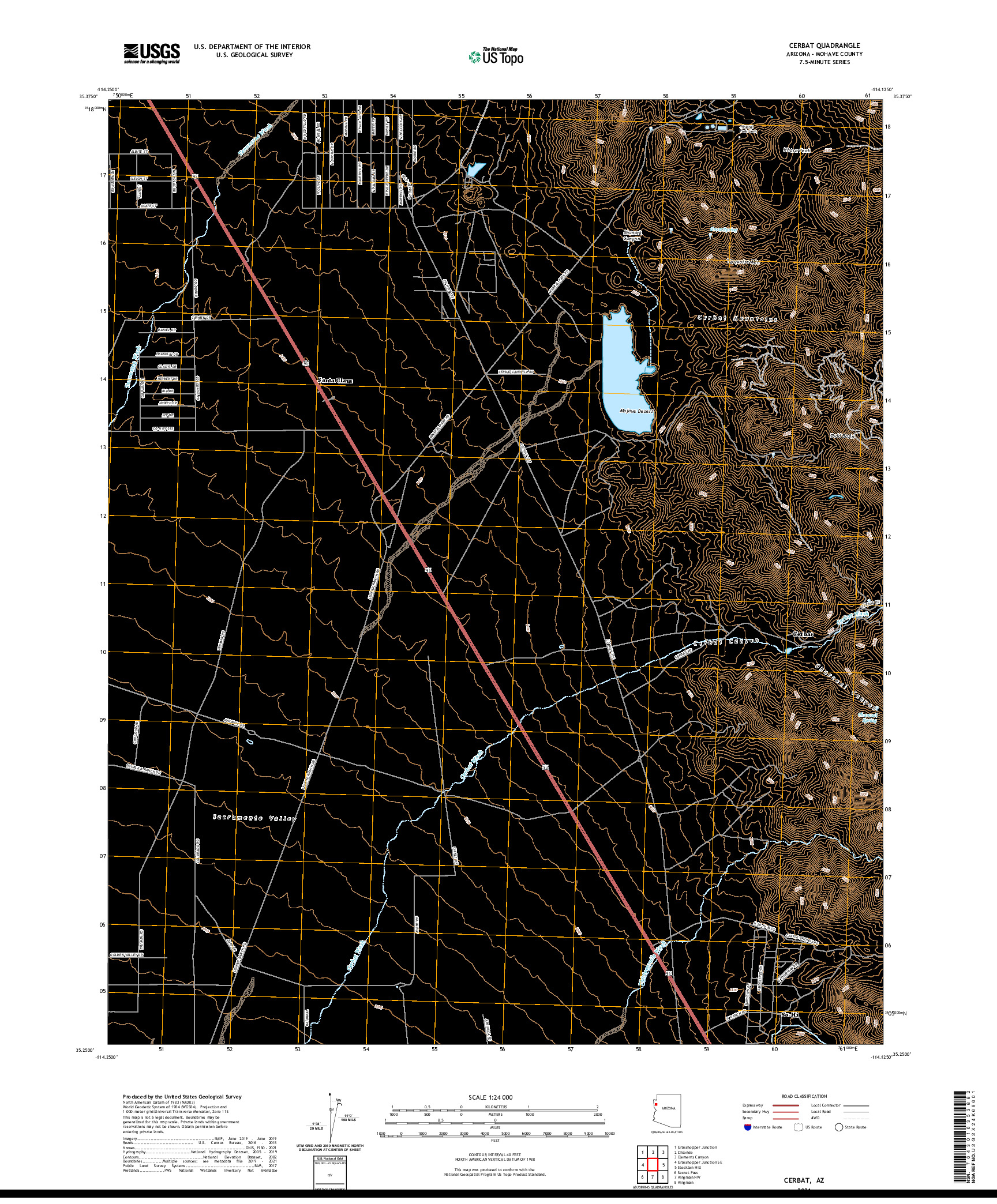 US TOPO 7.5-MINUTE MAP FOR CERBAT, AZ