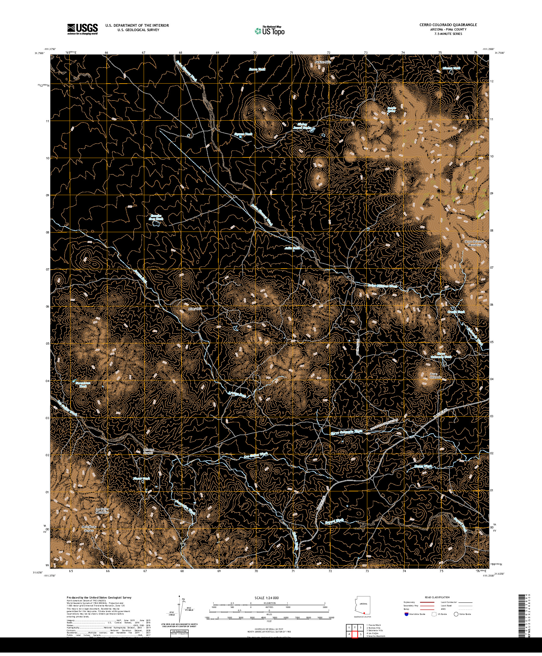 USGS US TOPO 7.5-MINUTE MAP FOR CERRO COLORADO, AZ 2021