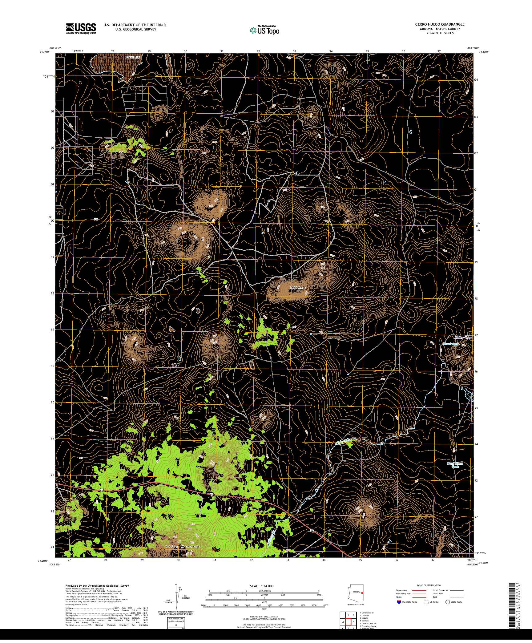 US TOPO 7.5-MINUTE MAP FOR CERRO HUECO, AZ