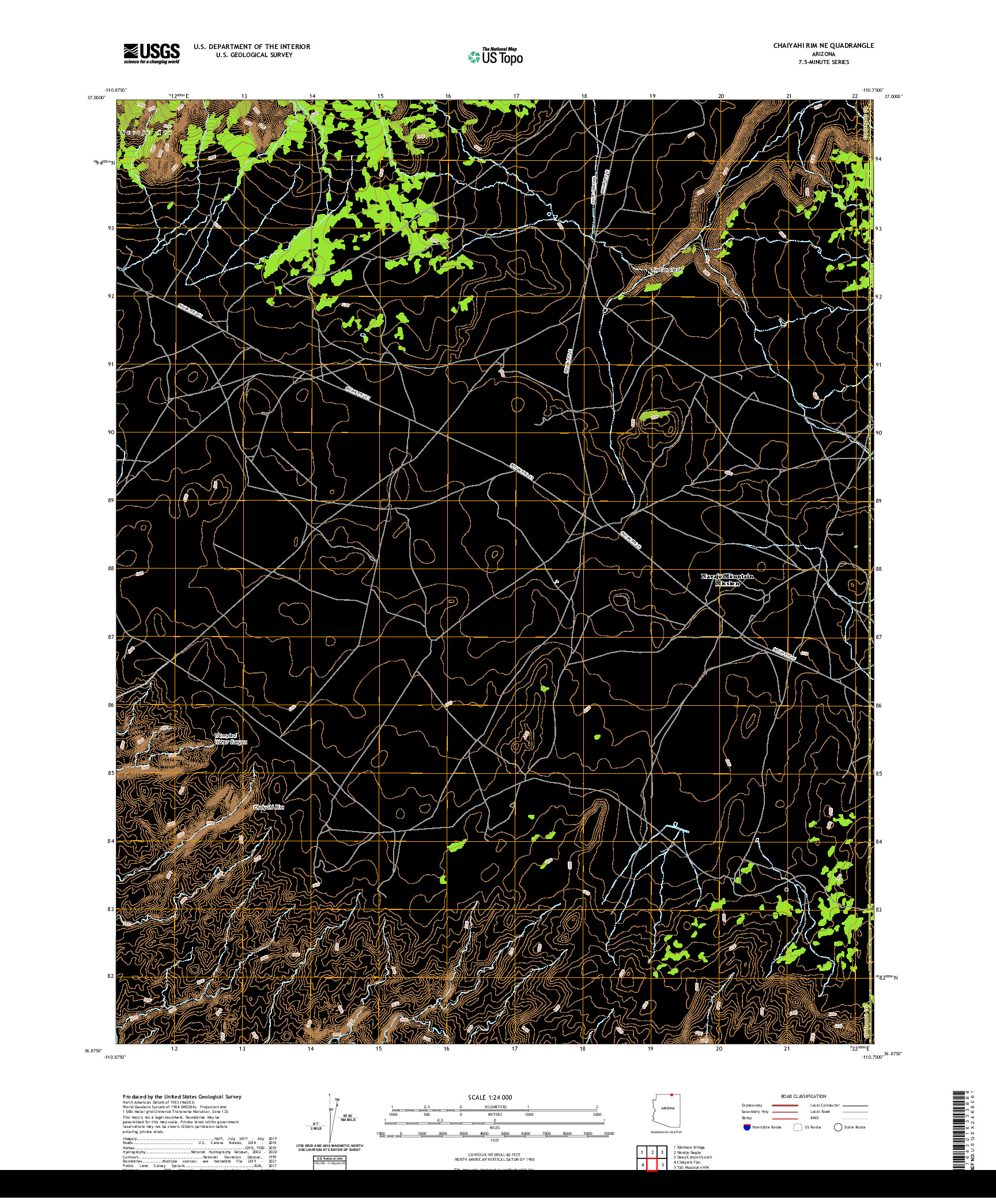 US TOPO 7.5-MINUTE MAP FOR CHAIYAHI RIM NE, AZ