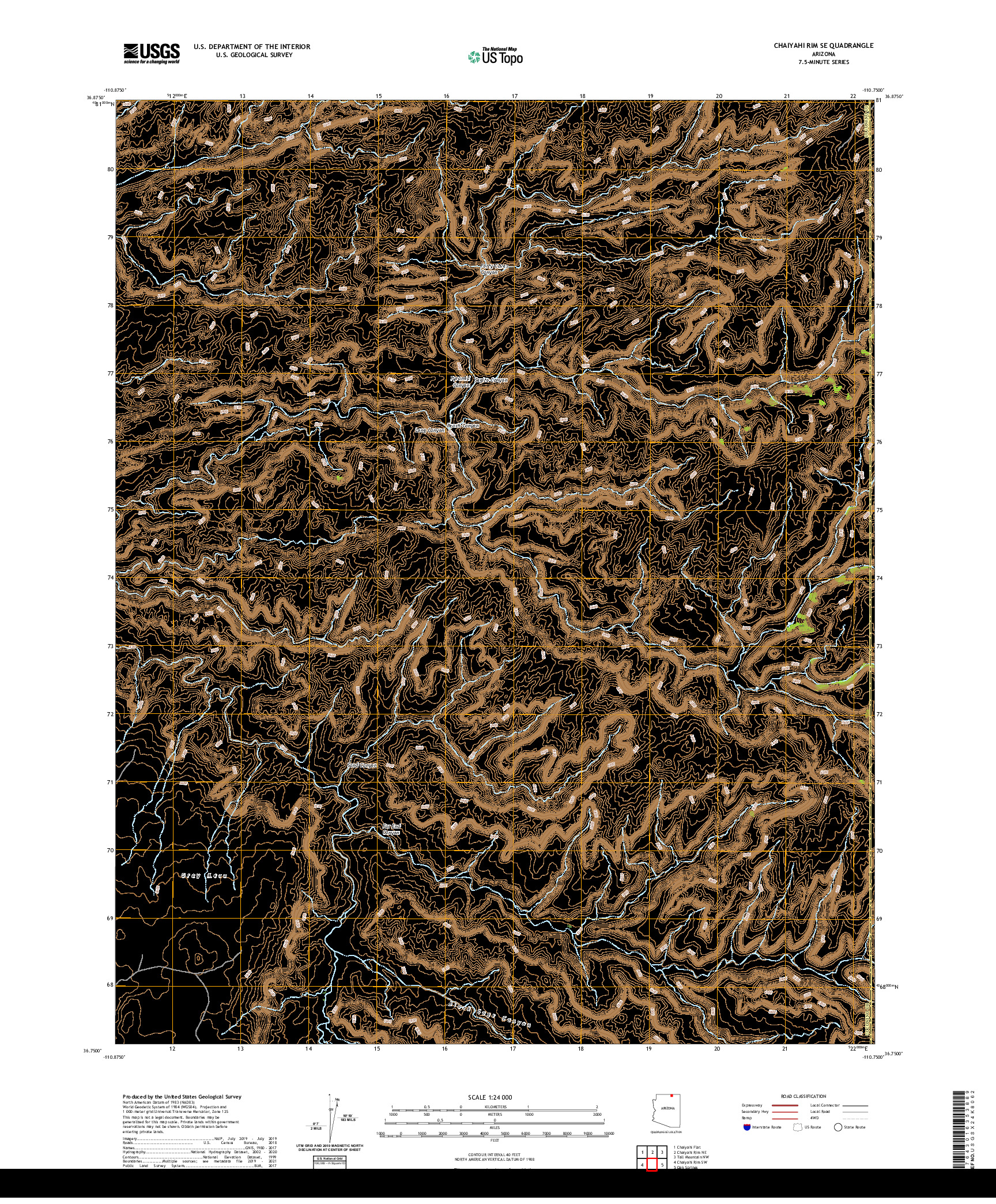 US TOPO 7.5-MINUTE MAP FOR CHAIYAHI RIM SE, AZ