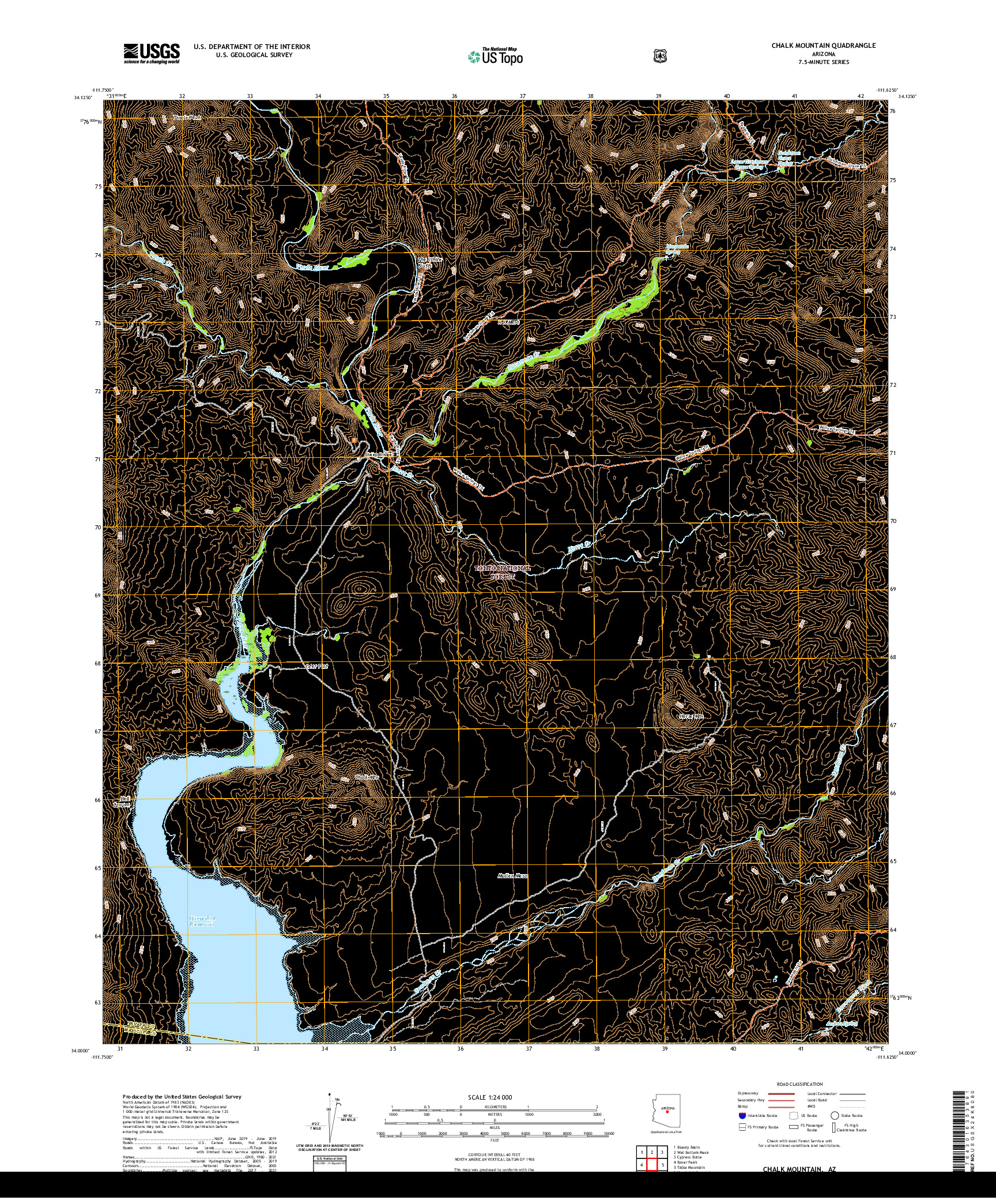 US TOPO 7.5-MINUTE MAP FOR CHALK MOUNTAIN, AZ