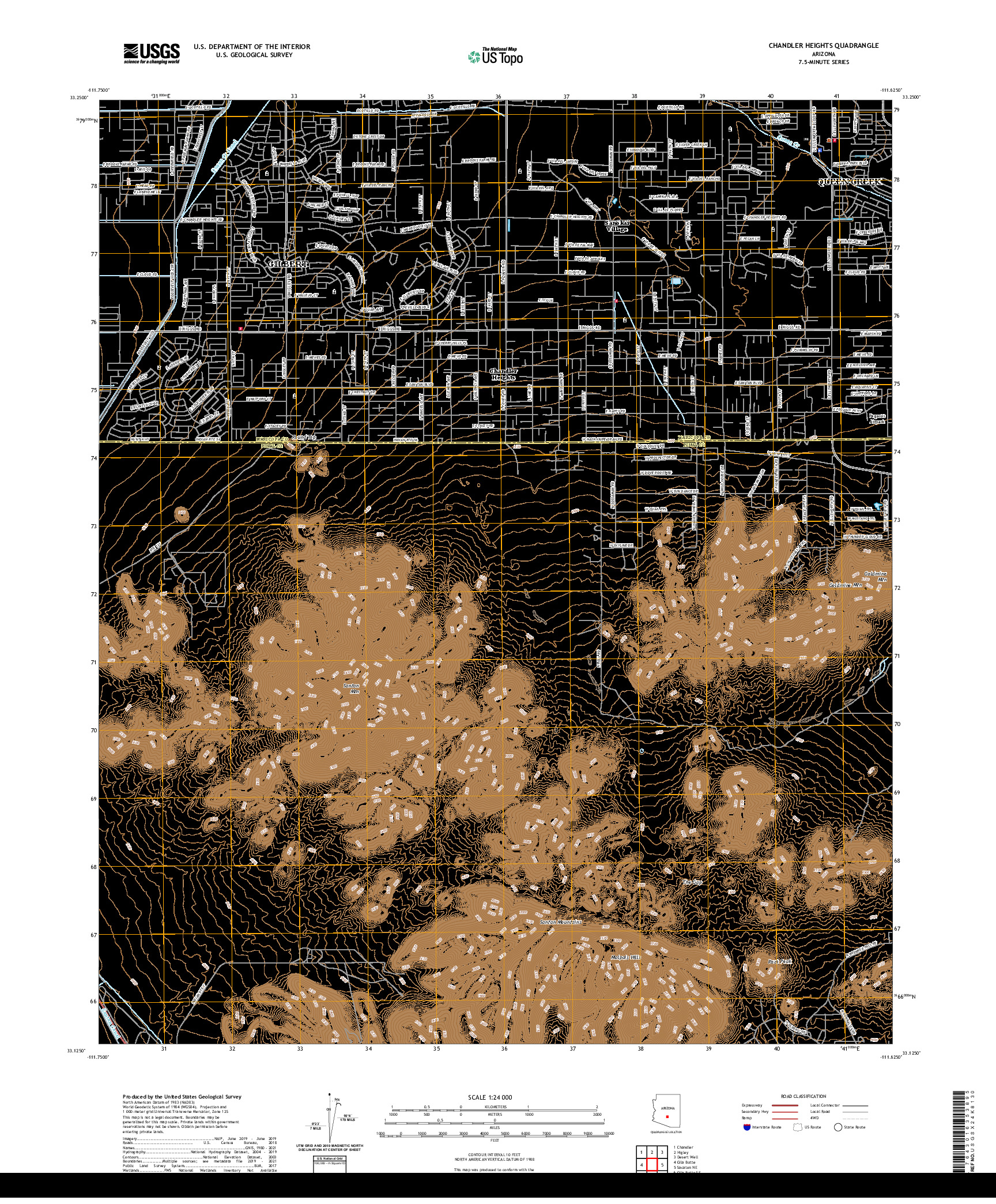 US TOPO 7.5-MINUTE MAP FOR CHANDLER HEIGHTS, AZ