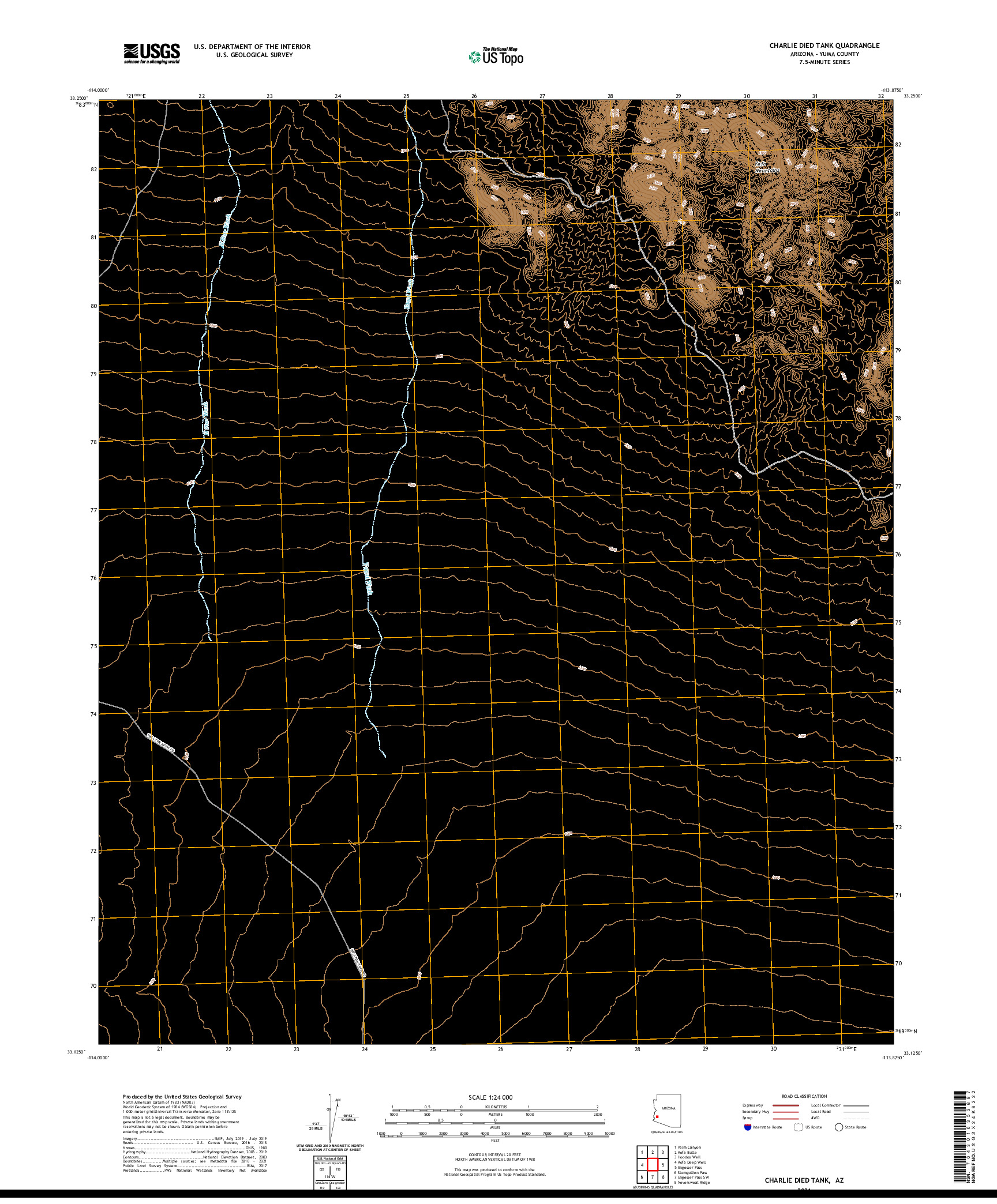 US TOPO 7.5-MINUTE MAP FOR CHARLIE DIED TANK, AZ