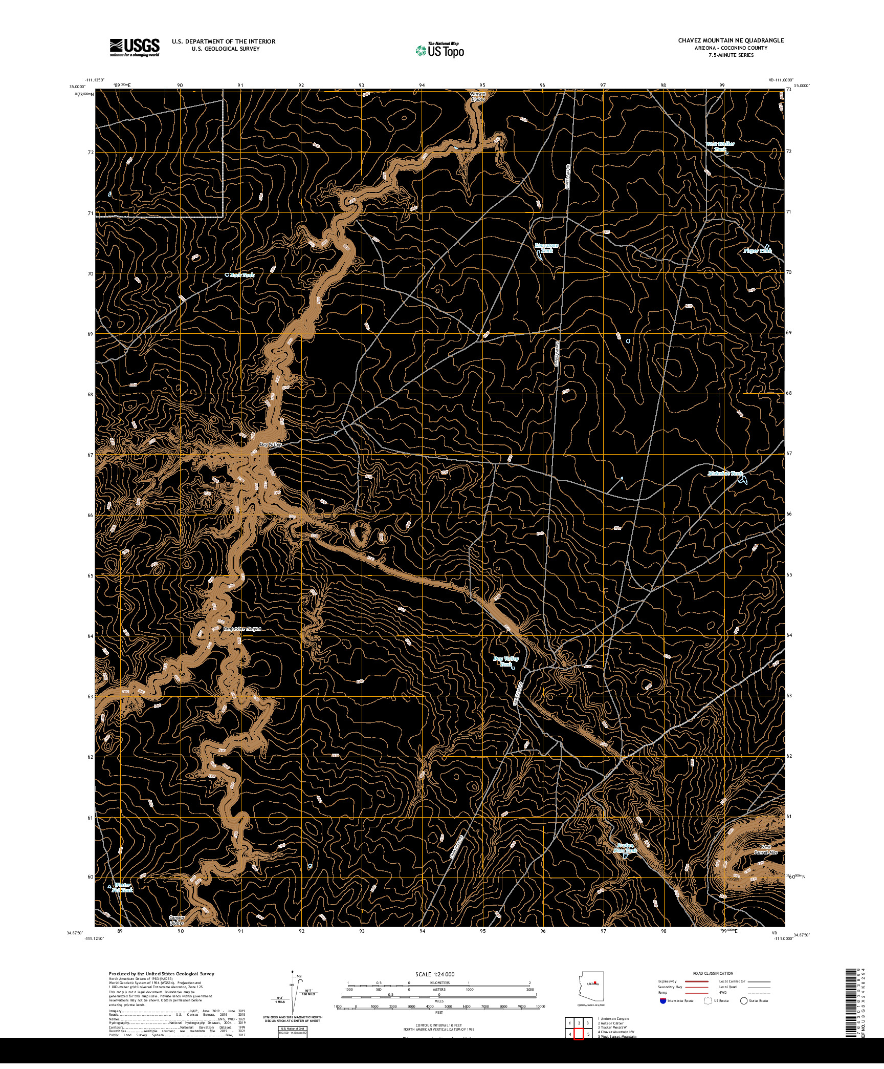 US TOPO 7.5-MINUTE MAP FOR CHAVEZ MOUNTAIN NE, AZ