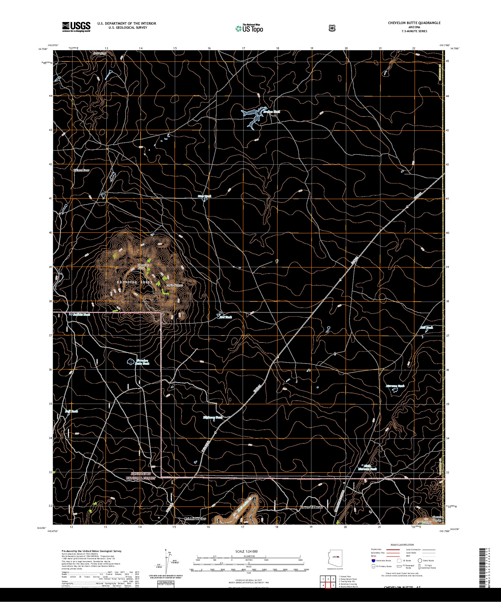 US TOPO 7.5-MINUTE MAP FOR CHEVELON BUTTE, AZ