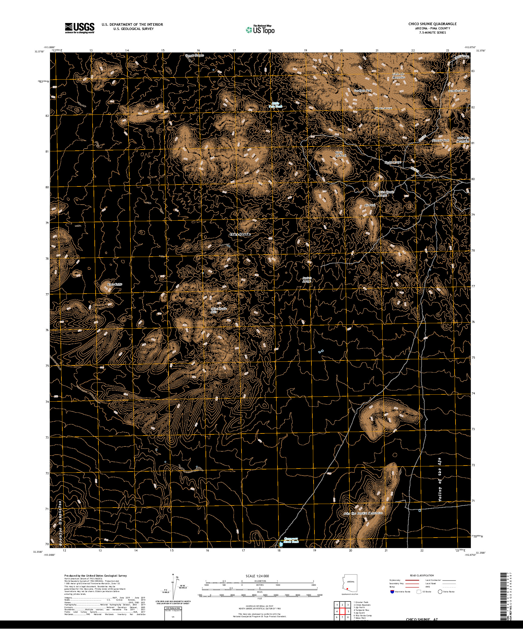 US TOPO 7.5-MINUTE MAP FOR CHICO SHUNIE, AZ