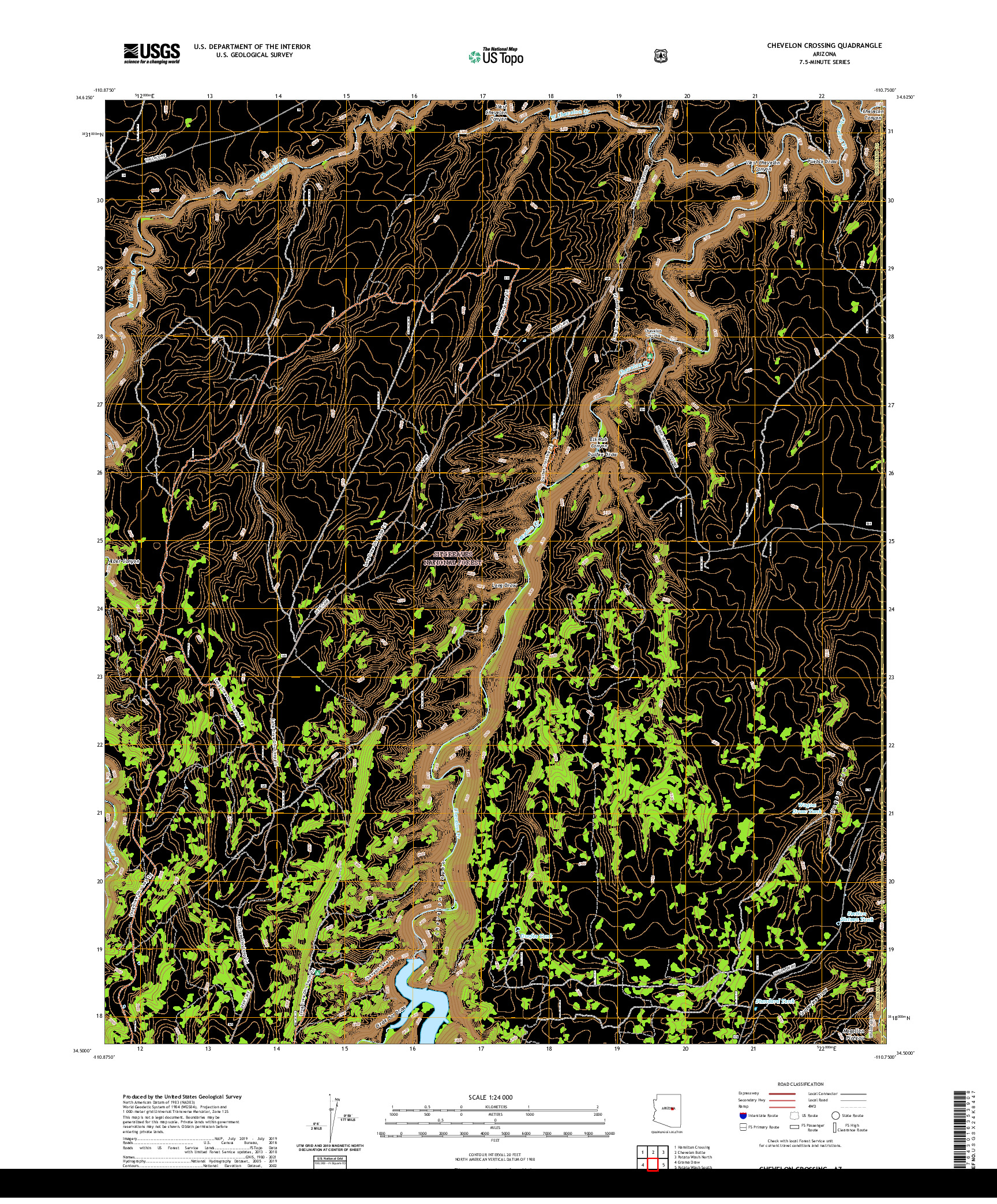 US TOPO 7.5-MINUTE MAP FOR CHEVELON CROSSING, AZ