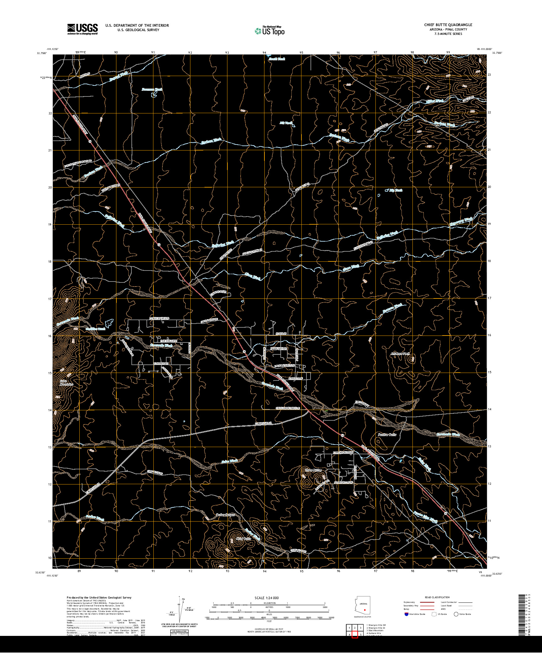 US TOPO 7.5-MINUTE MAP FOR CHIEF BUTTE, AZ