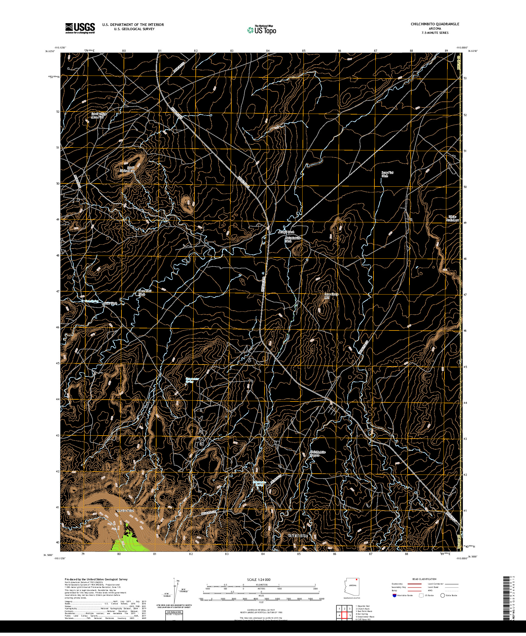 US TOPO 7.5-MINUTE MAP FOR CHILCHINBITO, AZ