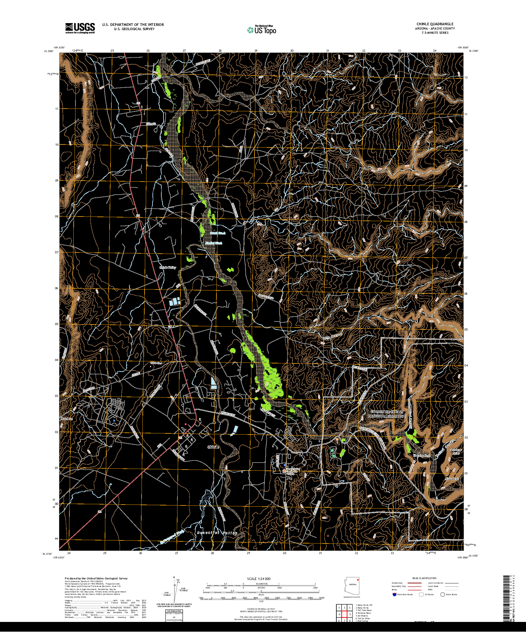 US TOPO 7.5-MINUTE MAP FOR CHINLE, AZ