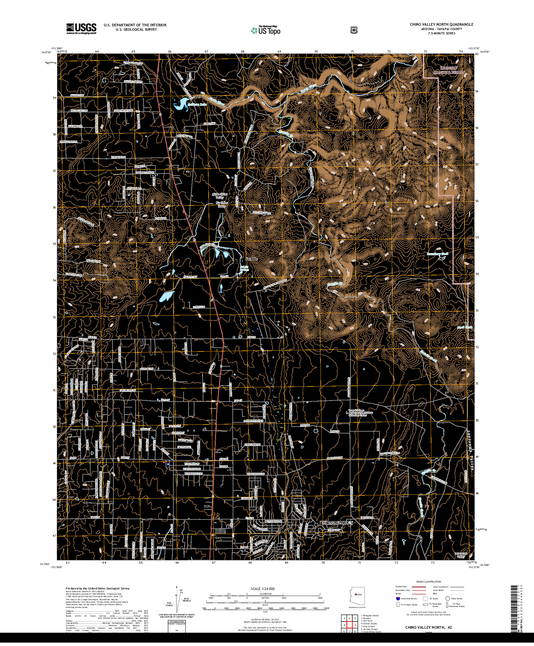 US TOPO 7.5-MINUTE MAP FOR CHINO VALLEY NORTH, AZ