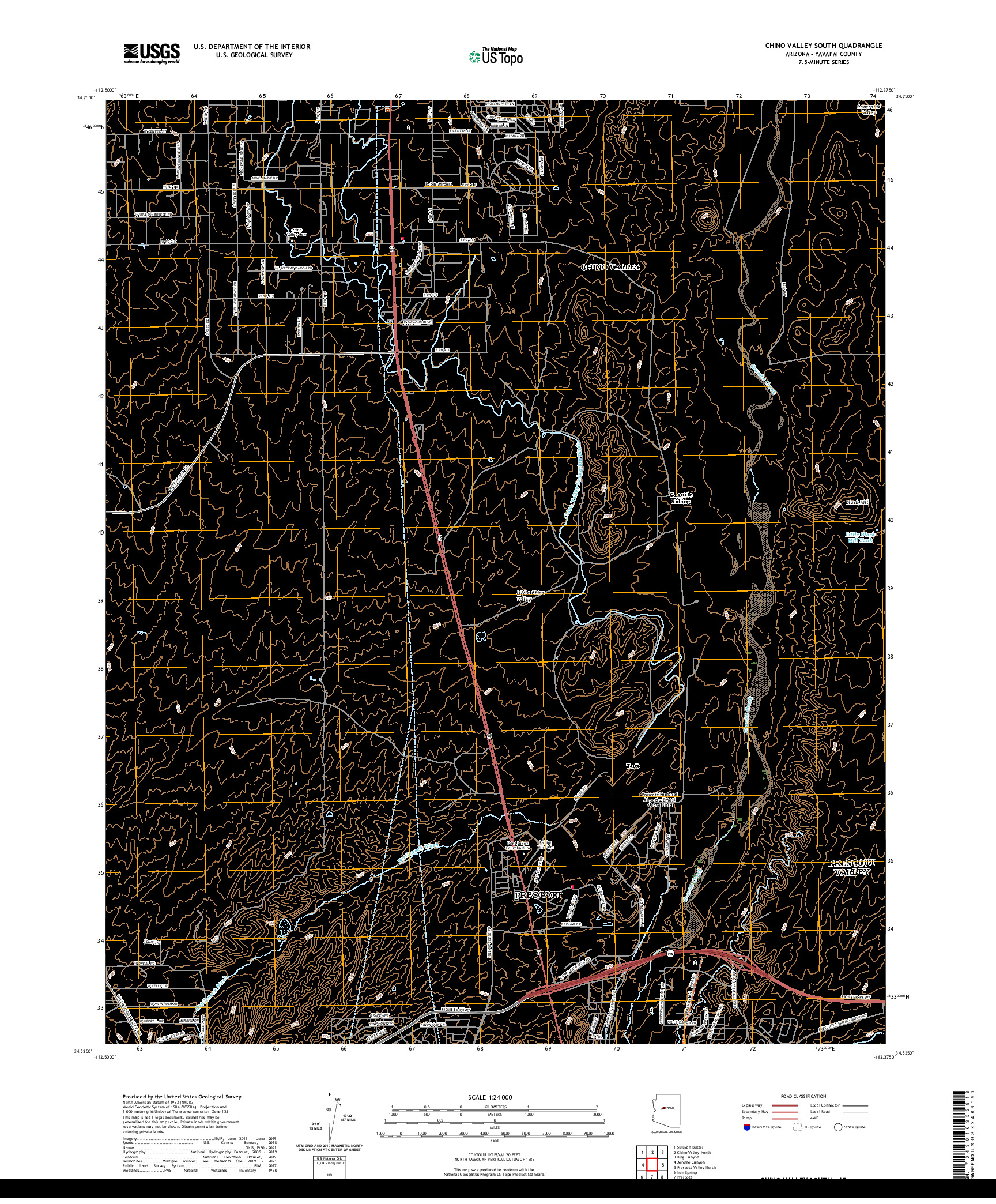 US TOPO 7.5-MINUTE MAP FOR CHINO VALLEY SOUTH, AZ