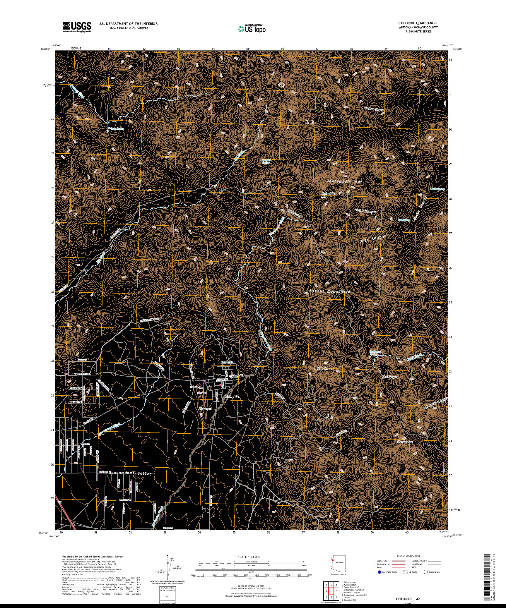 US TOPO 7.5-MINUTE MAP FOR CHLORIDE, AZ