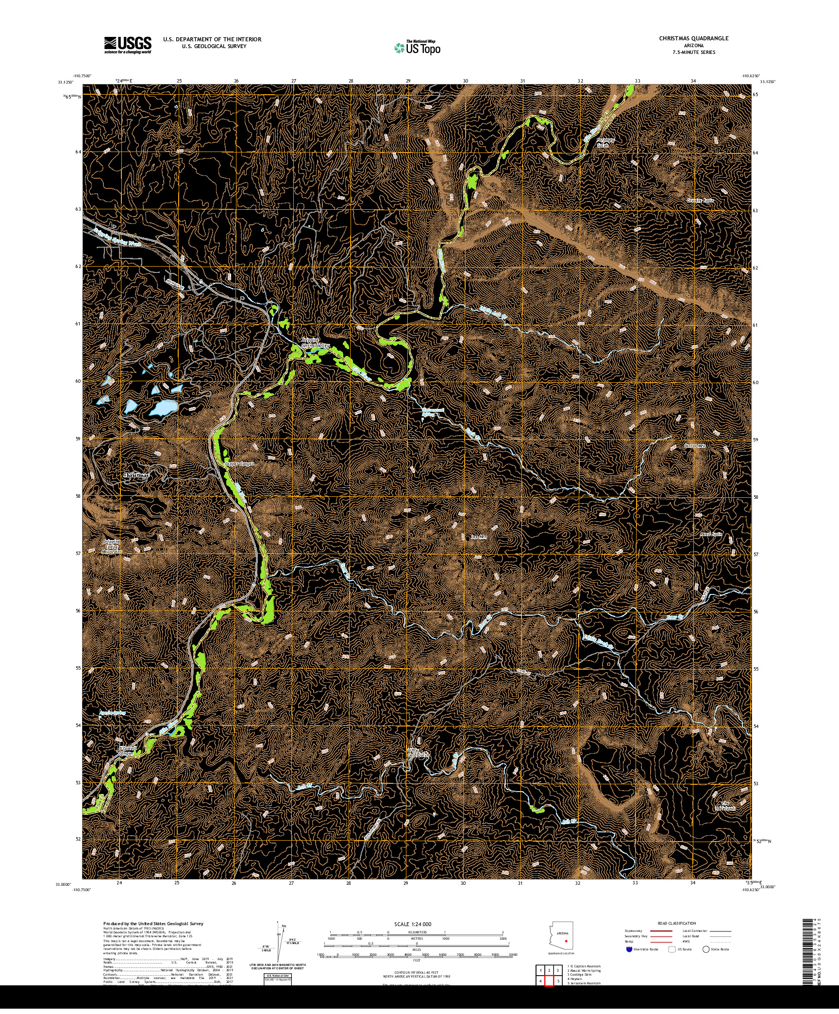 US TOPO 7.5-MINUTE MAP FOR CHRISTMAS, AZ