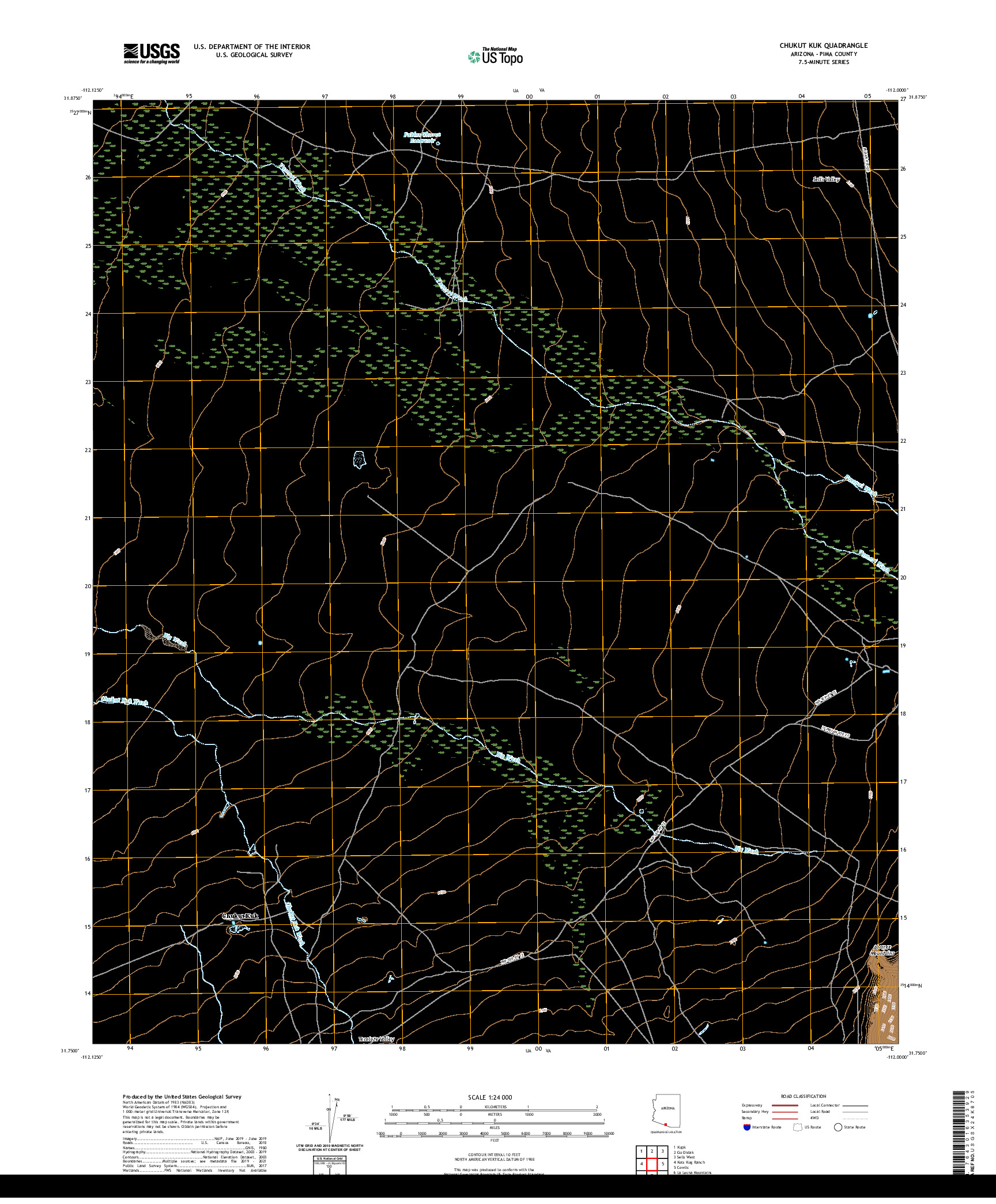 US TOPO 7.5-MINUTE MAP FOR CHUKUT KUK, AZ