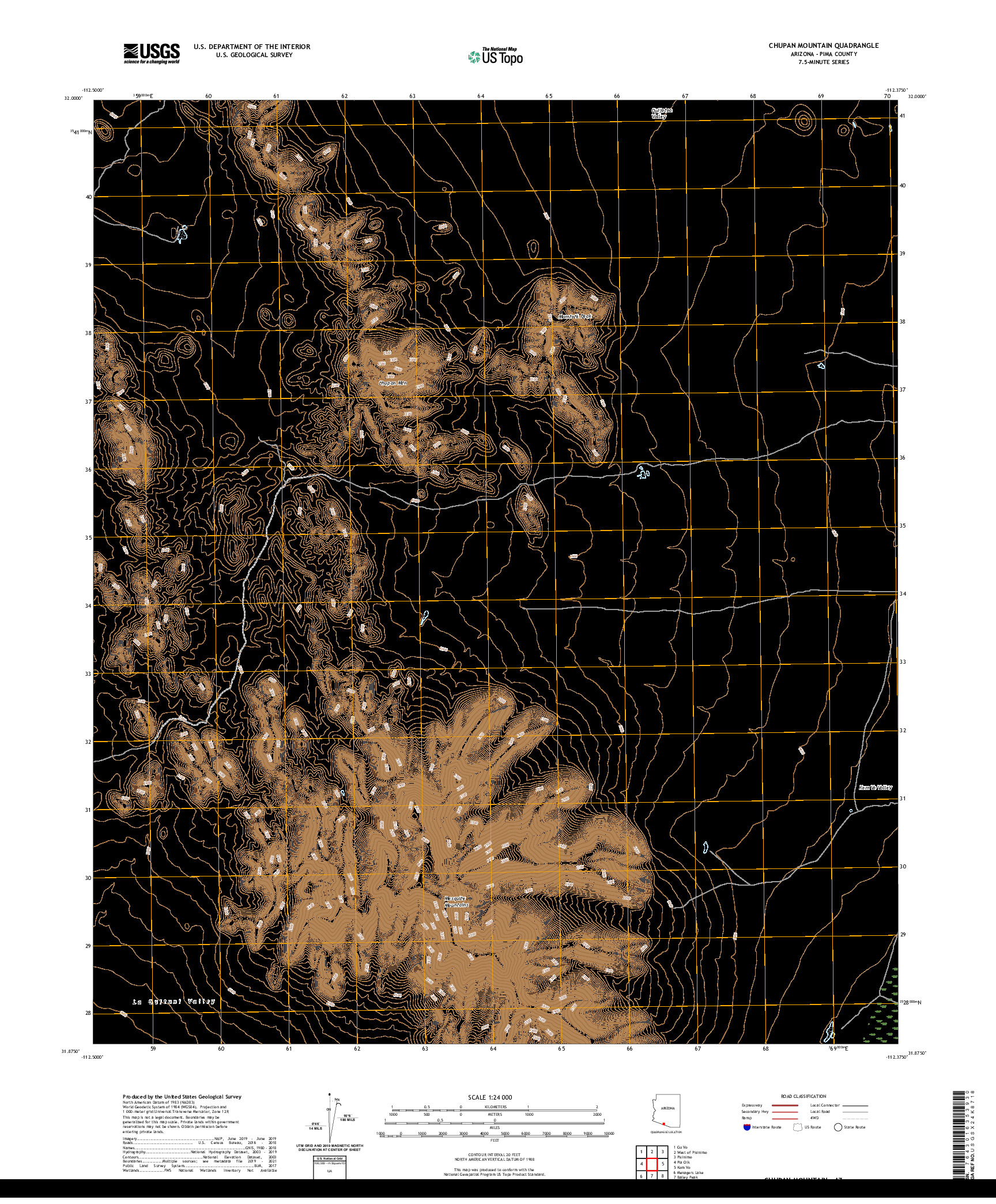 US TOPO 7.5-MINUTE MAP FOR CHUPAN MOUNTAIN, AZ