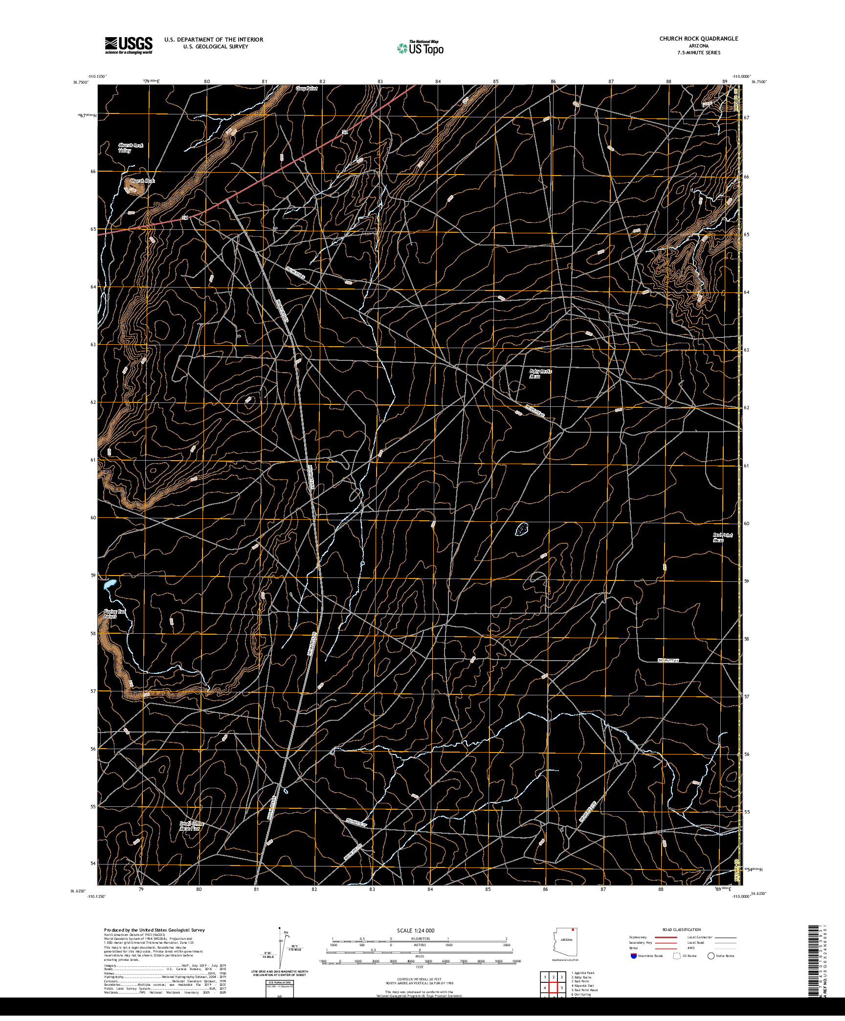 US TOPO 7.5-MINUTE MAP FOR CHURCH ROCK, AZ