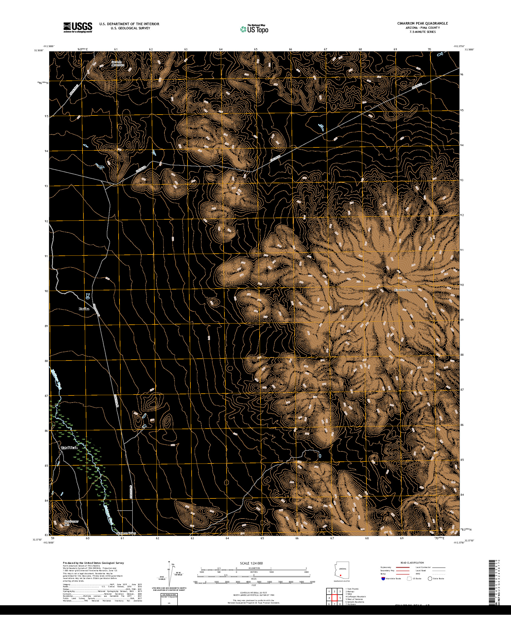 US TOPO 7.5-MINUTE MAP FOR CIMARRON PEAK, AZ