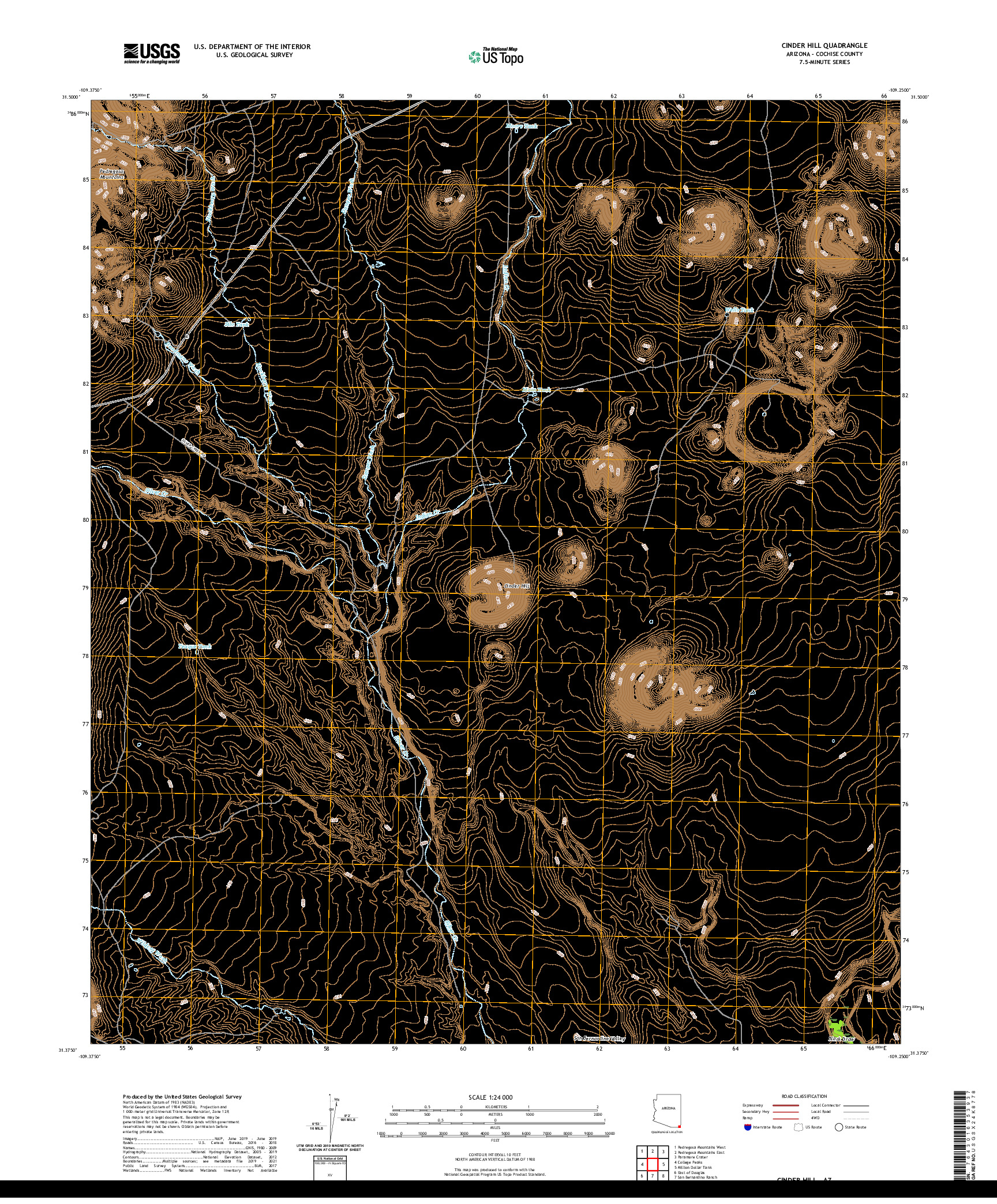 US TOPO 7.5-MINUTE MAP FOR CINDER HILL, AZ