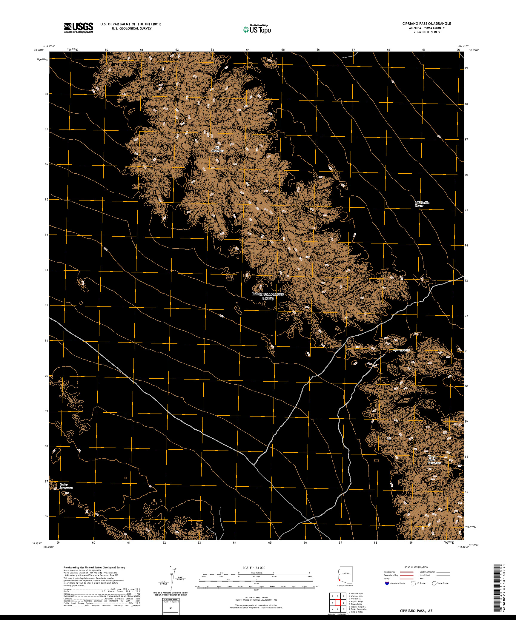USGS US TOPO 7.5-MINUTE MAP FOR CIPRIANO PASS, AZ 2021