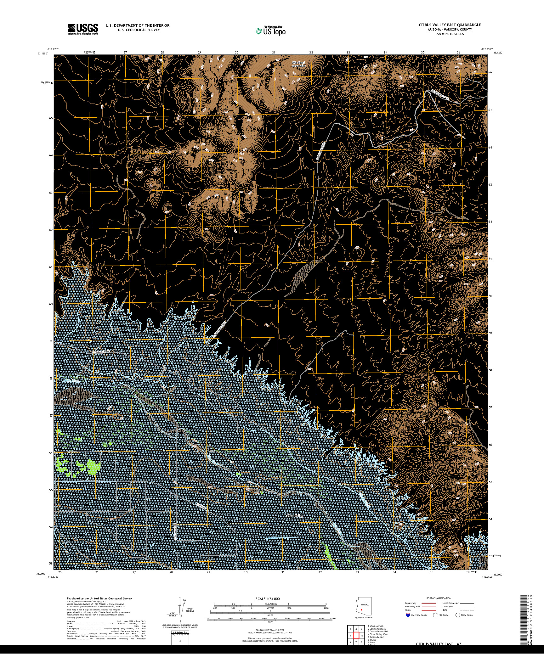 US TOPO 7.5-MINUTE MAP FOR CITRUS VALLEY EAST, AZ