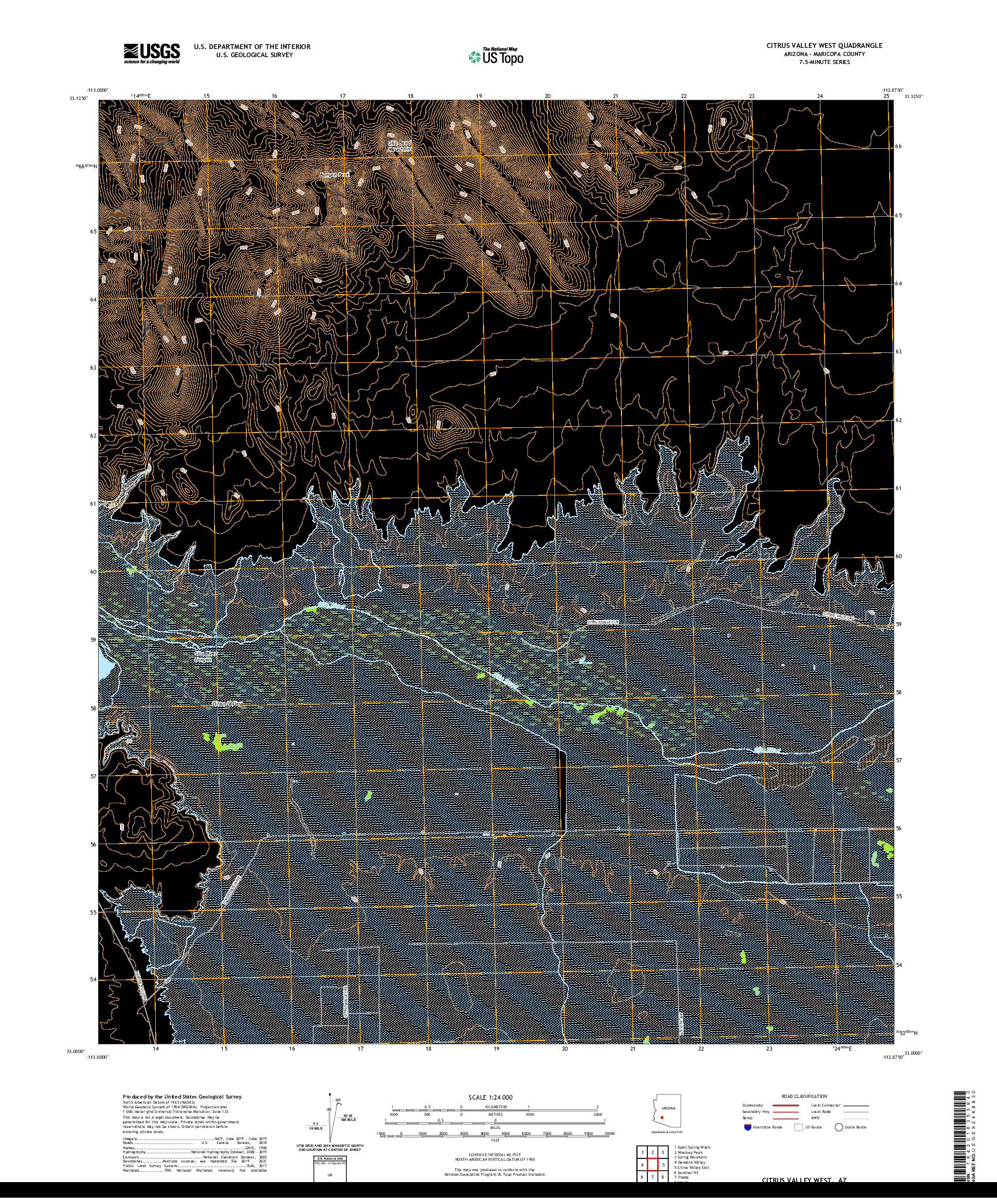 US TOPO 7.5-MINUTE MAP FOR CITRUS VALLEY WEST, AZ