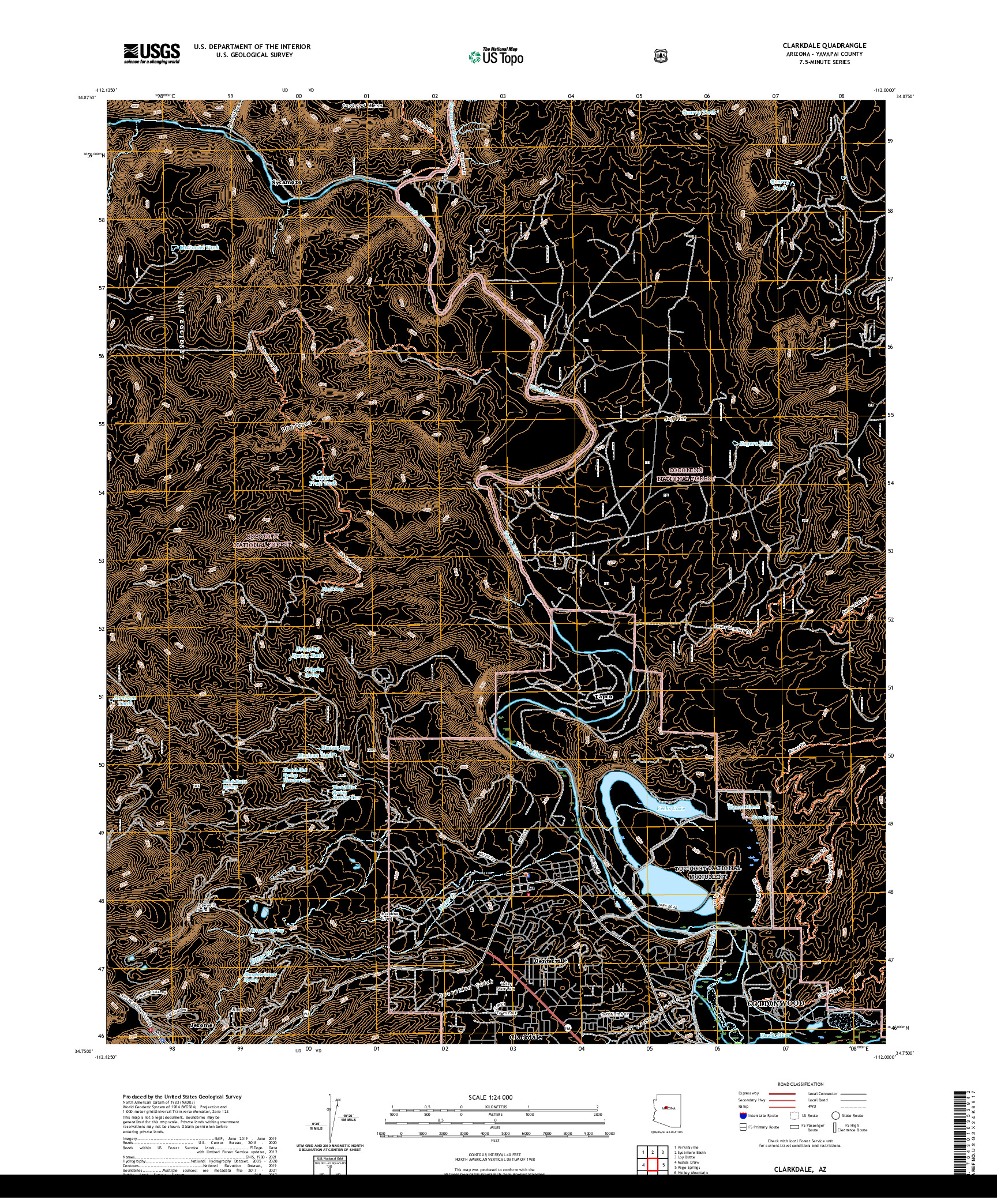 US TOPO 7.5-MINUTE MAP FOR CLARKDALE, AZ