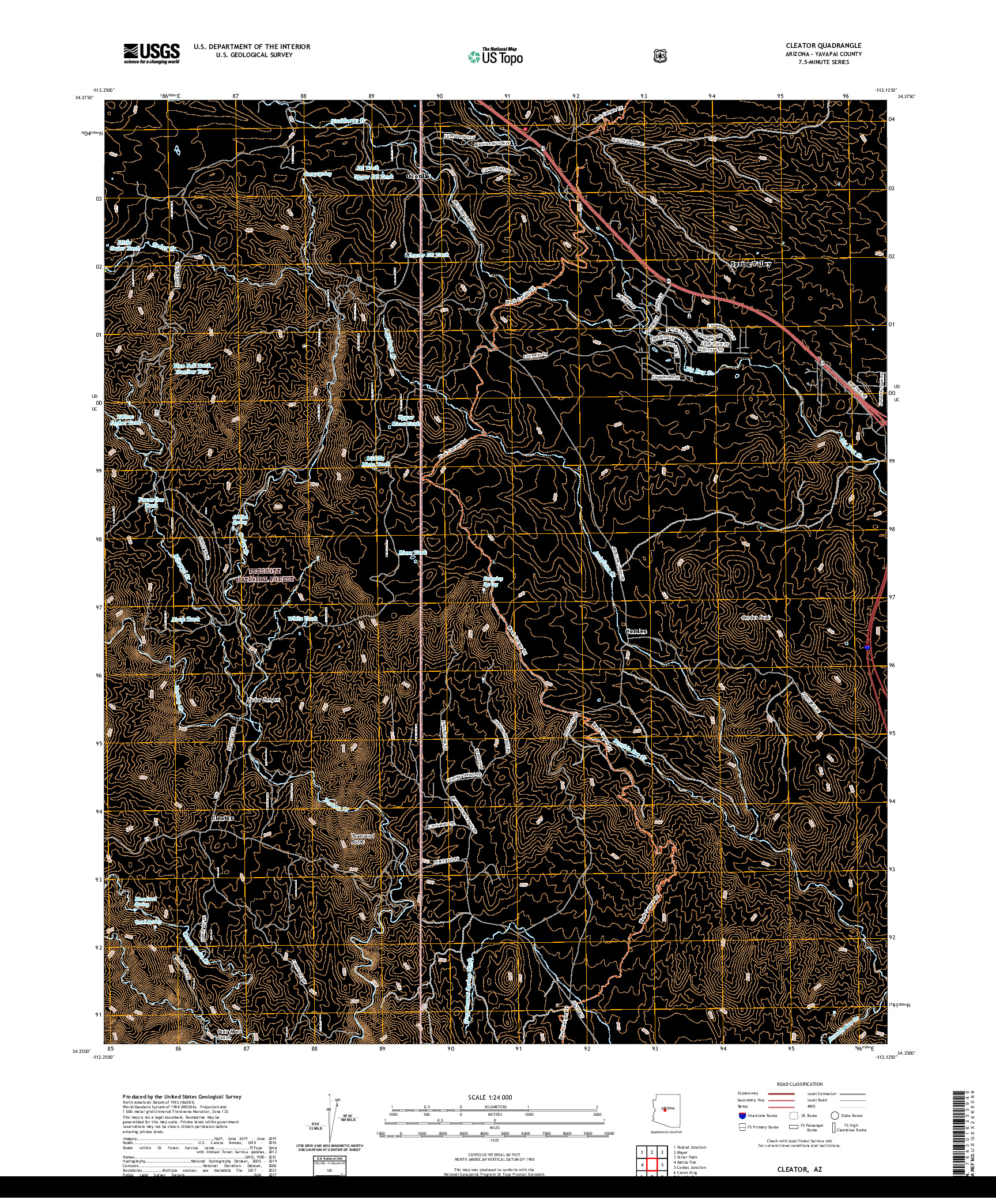 US TOPO 7.5-MINUTE MAP FOR CLEATOR, AZ