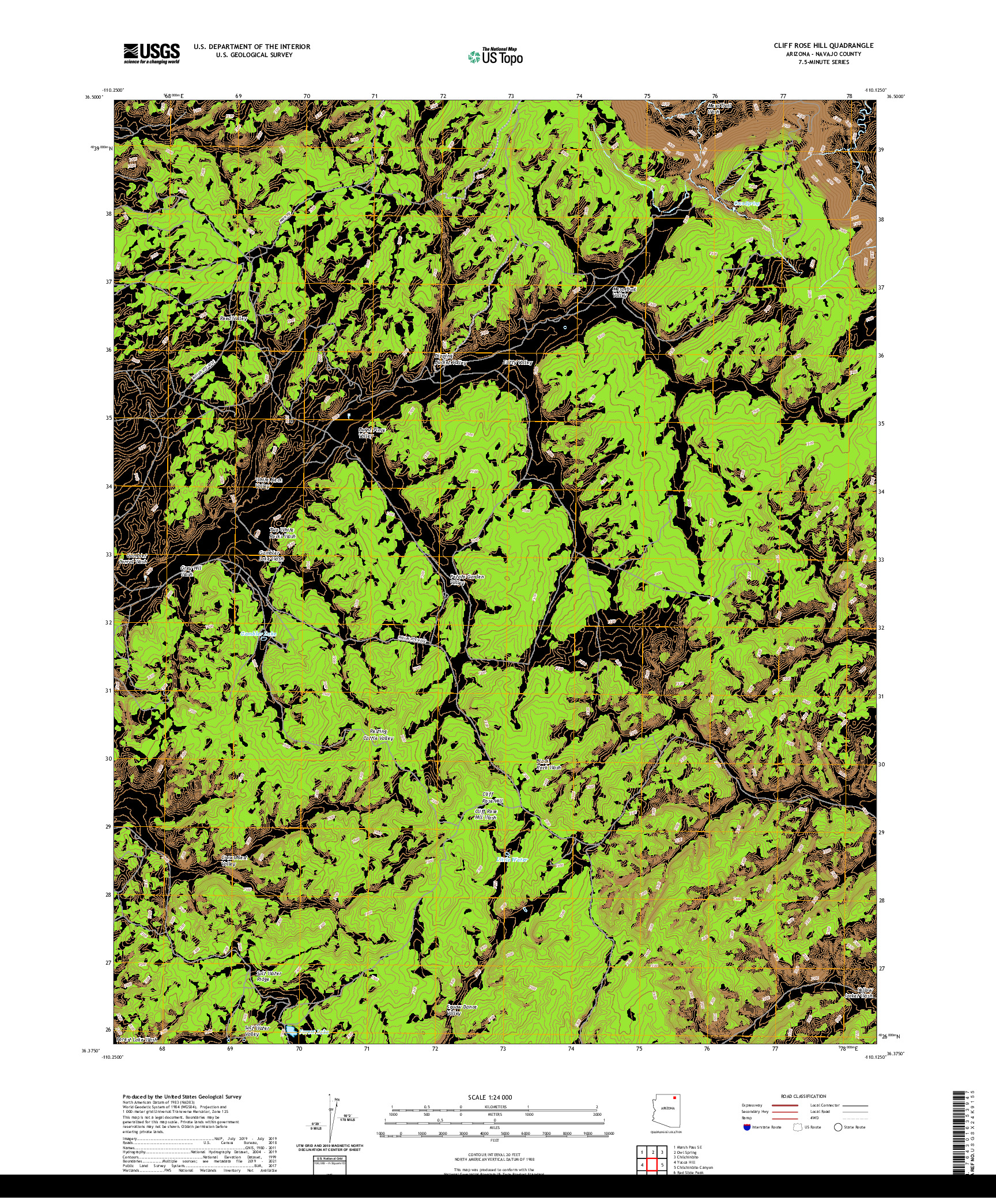 US TOPO 7.5-MINUTE MAP FOR CLIFF ROSE HILL, AZ