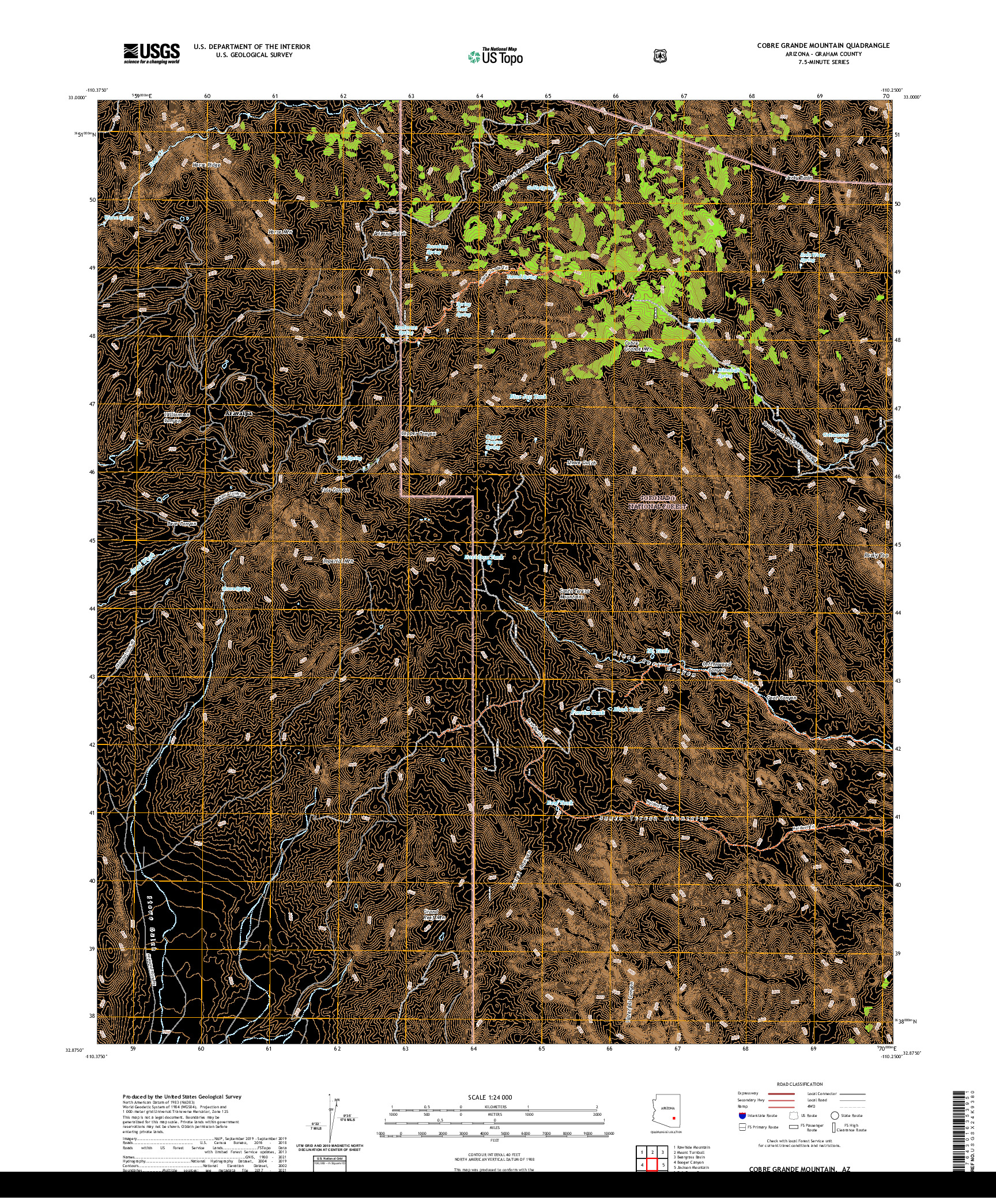 US TOPO 7.5-MINUTE MAP FOR COBRE GRANDE MOUNTAIN, AZ