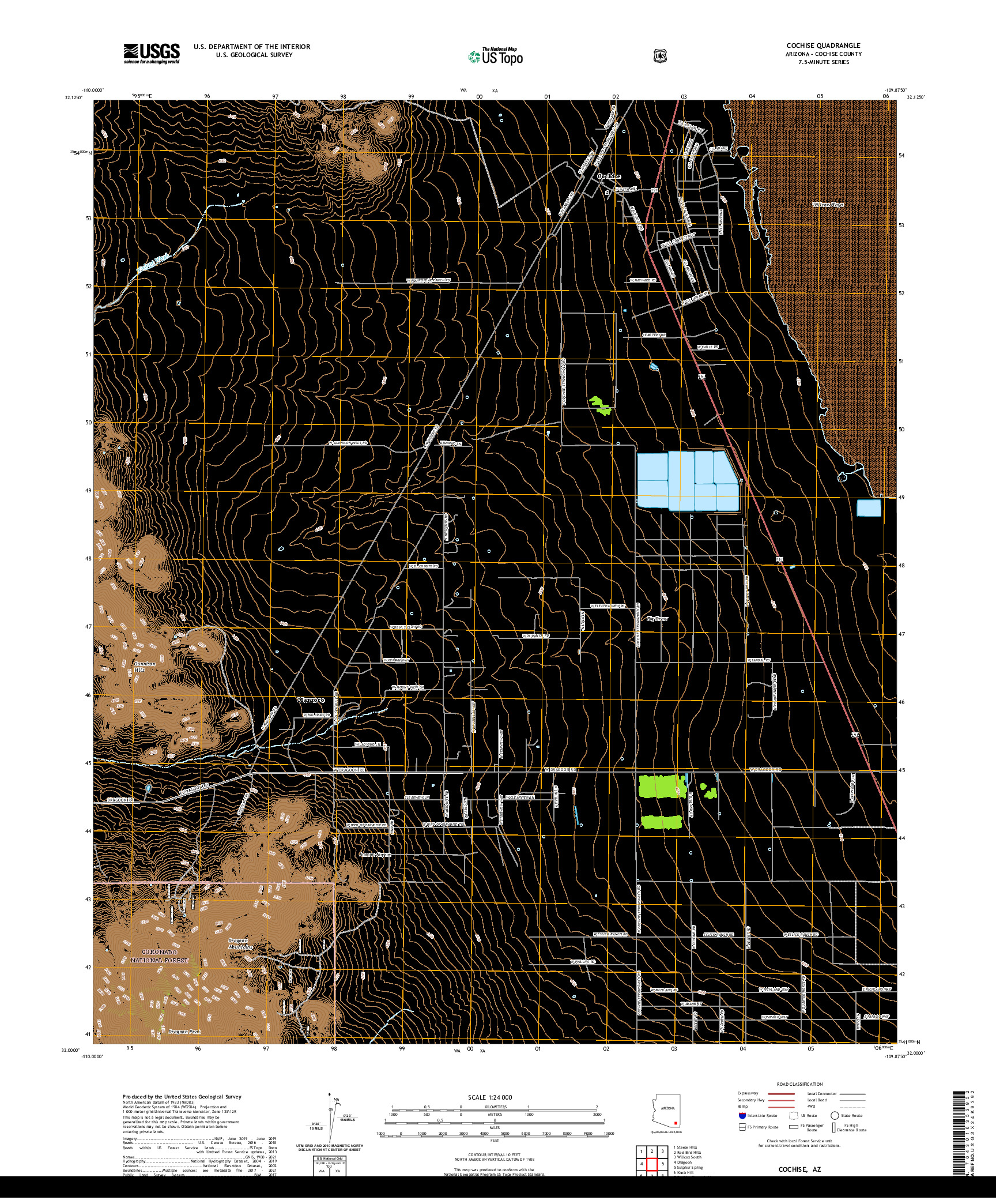 US TOPO 7.5-MINUTE MAP FOR COCHISE, AZ